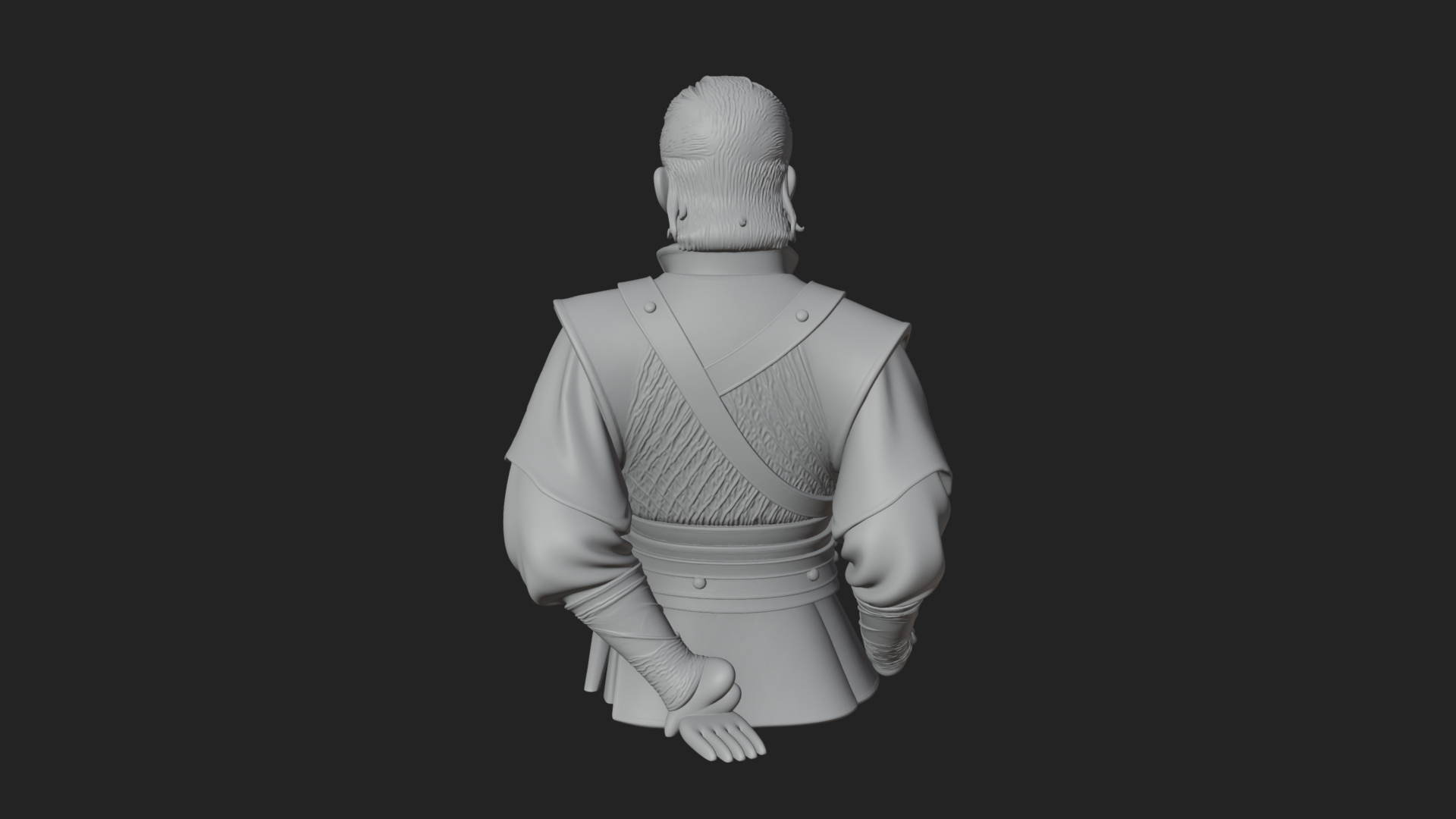 Coat Wearing Swordsman Bust Design 19 3D Print Model 3D Model