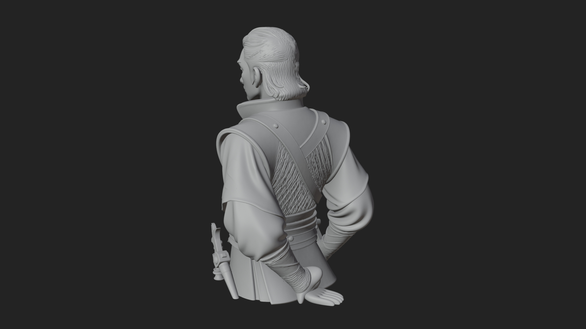 Coat Wearing Swordsman Bust Design 19 3D Print Model 3D Model