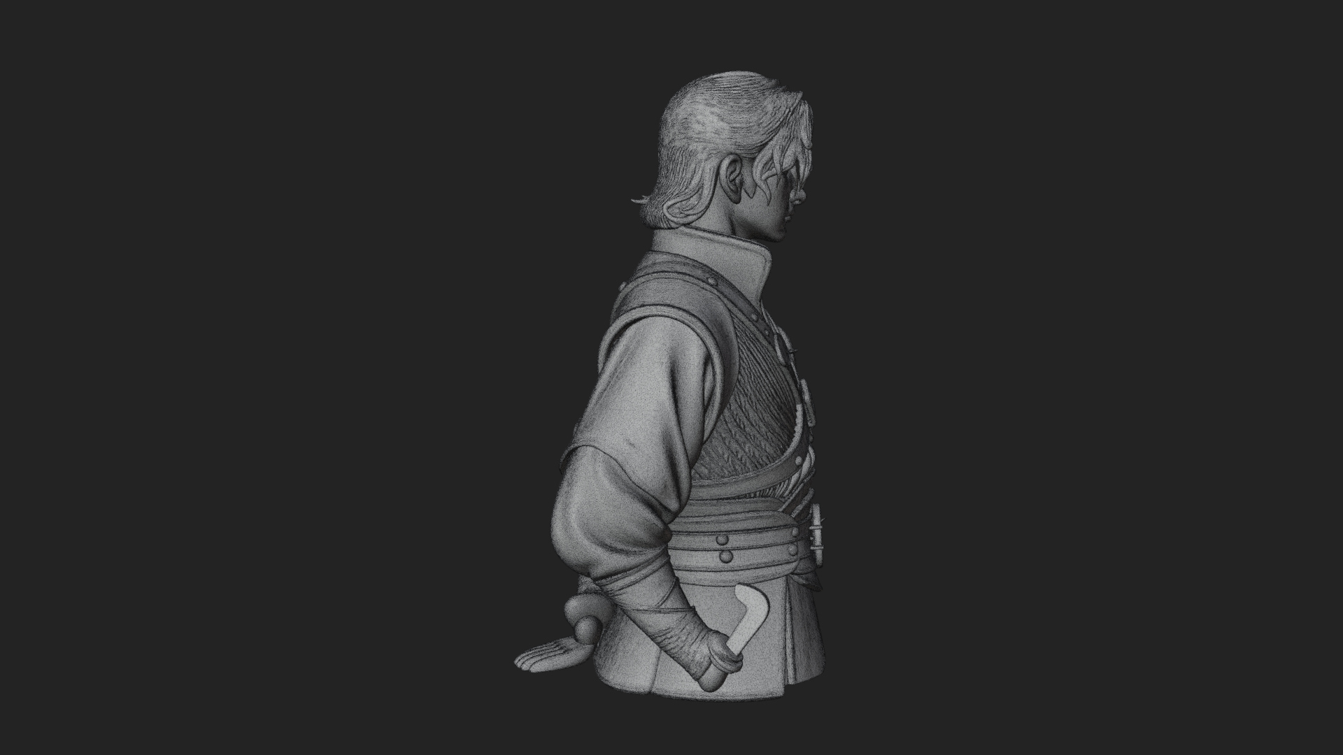 Coat Wearing Swordsman Bust Design 19 3D Print Model 3D Model