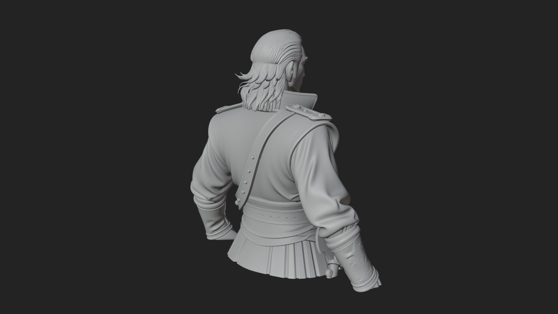 Coat Wearing Swordsman Bust Design 2 3D Print Model 3D Model