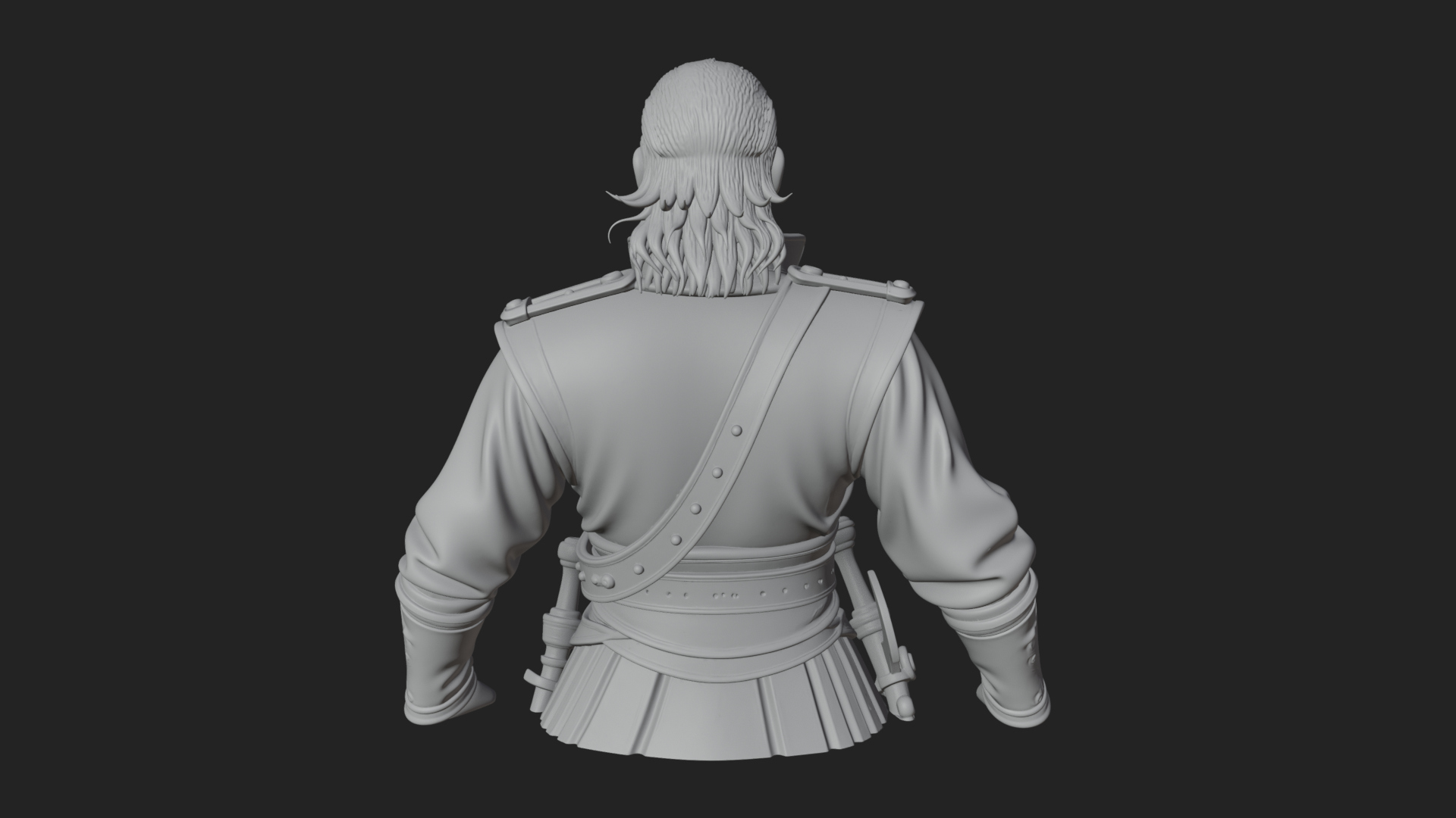 Coat Wearing Swordsman Bust Design 2 3D Print Model 3D Model