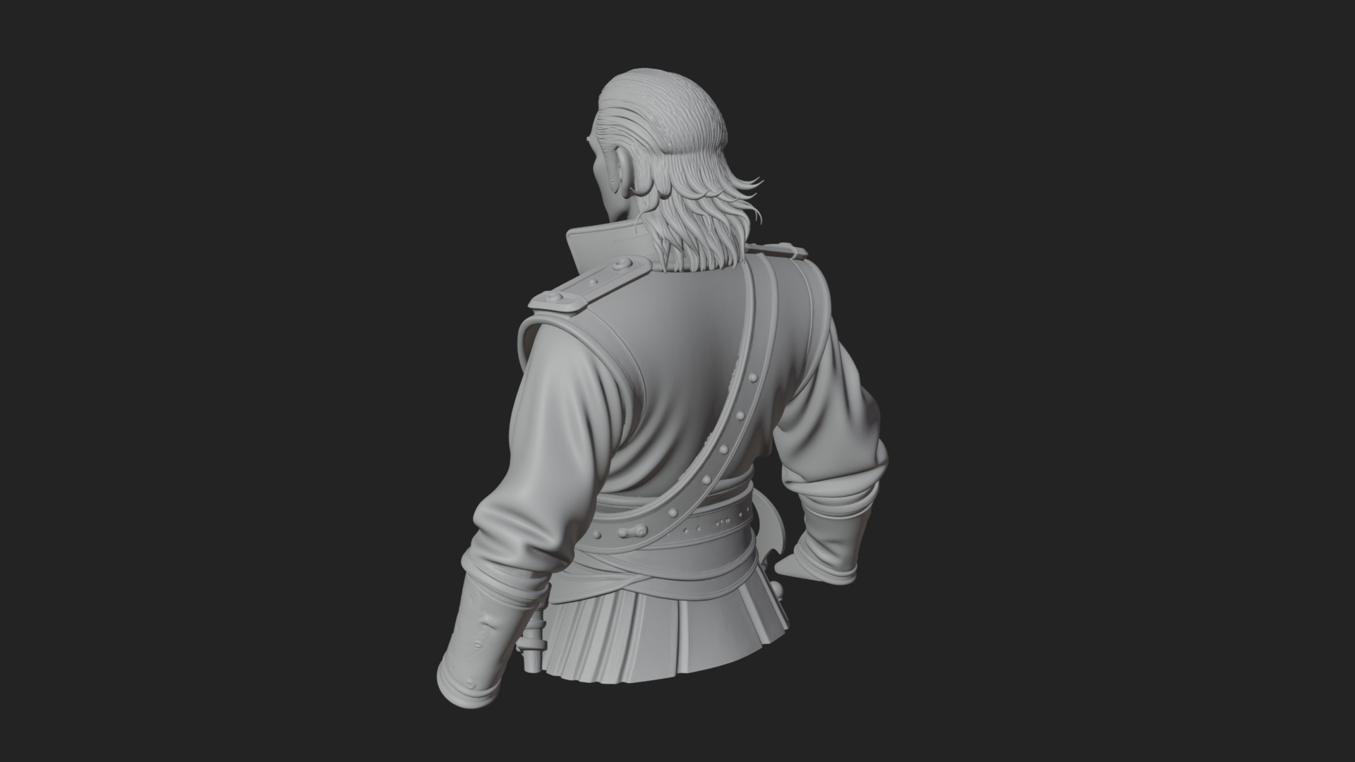 Coat Wearing Swordsman Bust Design 2 3D Print Model 3D Model
