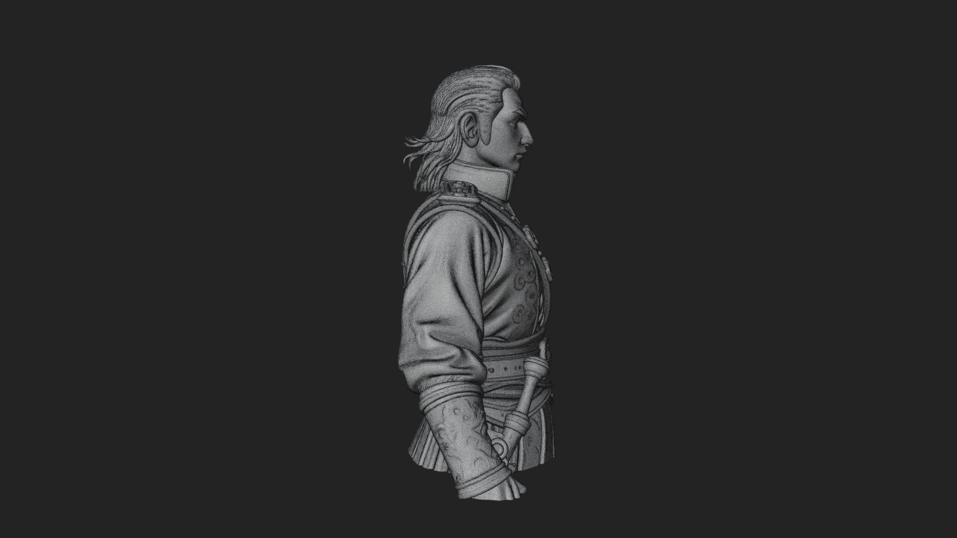 Coat Wearing Swordsman Bust Design 2 3D Print Model 3D Model