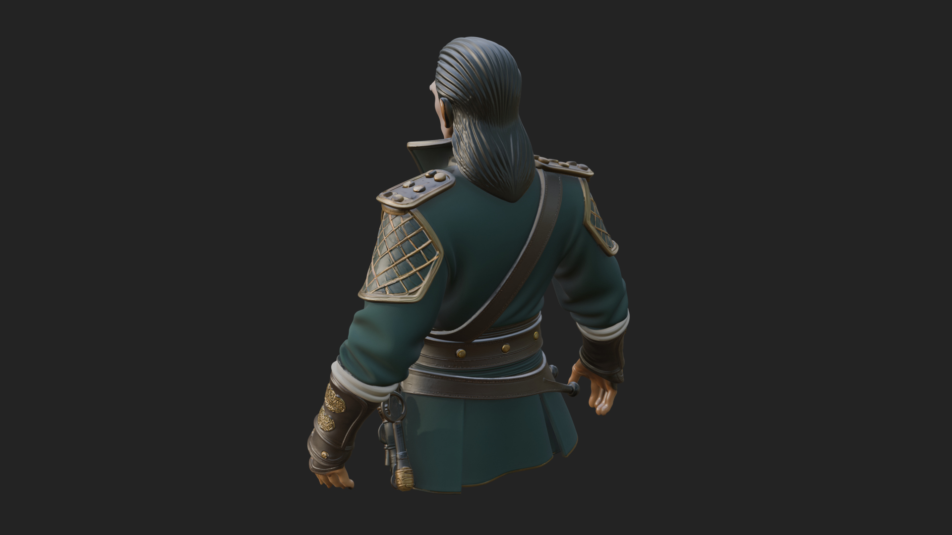 Coat Wearing Swordsman Bust Design 3 3D Print Model 3D Model