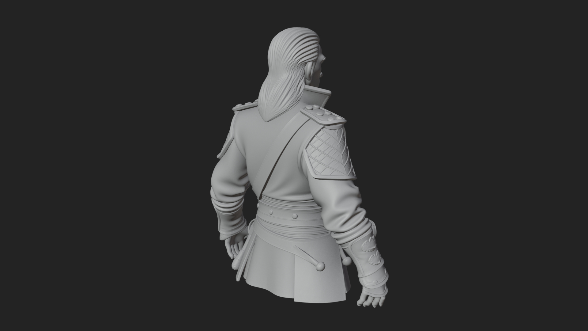 Coat Wearing Swordsman Bust Design 3 3D Print Model 3D Model