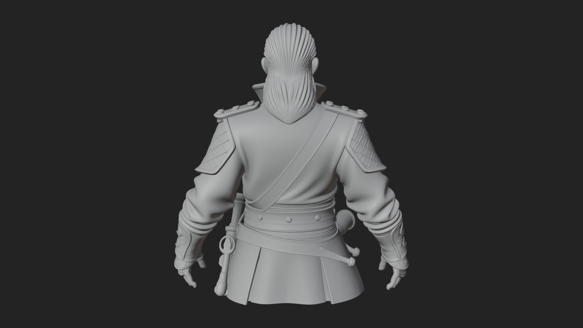 Coat Wearing Swordsman Bust Design 3 3D Print Model 3D Model