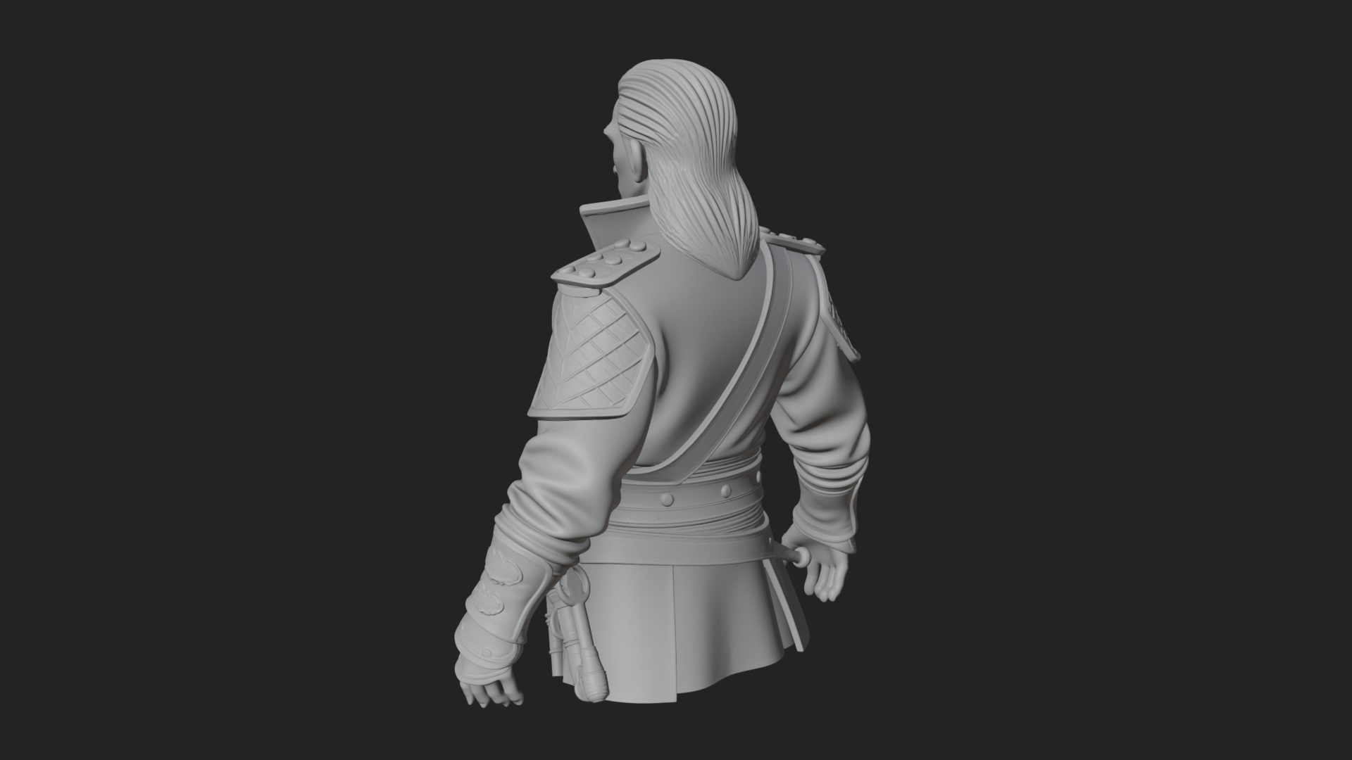 Coat Wearing Swordsman Bust Design 3 3D Print Model 3D Model