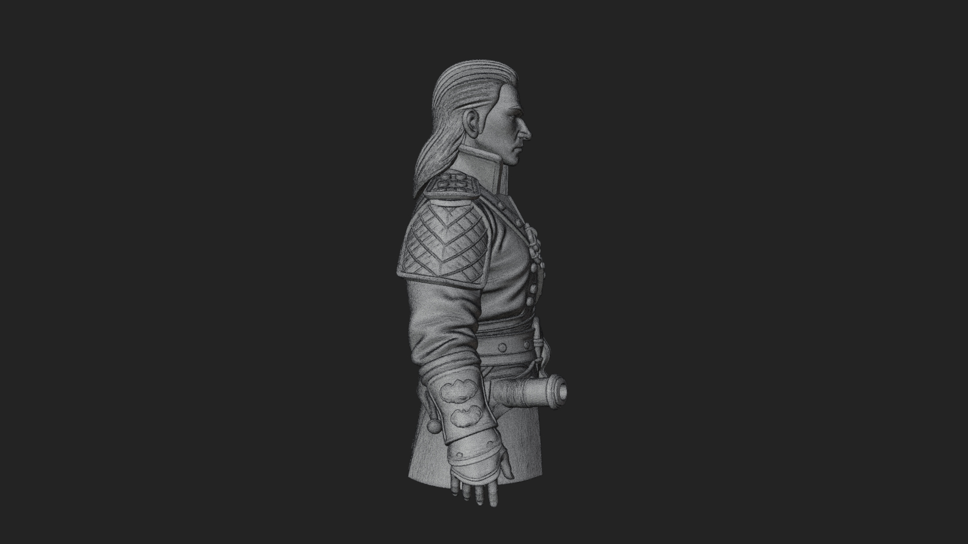 Coat Wearing Swordsman Bust Design 3 3D Print Model 3D Model
