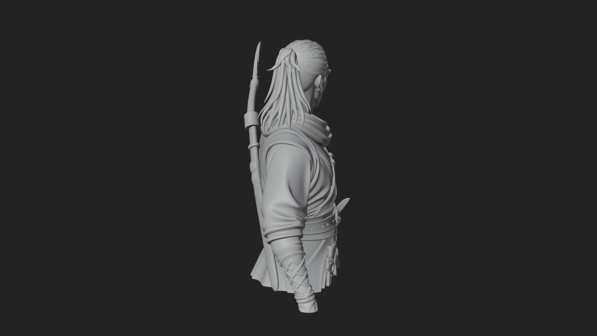 Coat Wearing Swordsman Bust Design 4 3D Print Model 3D Model