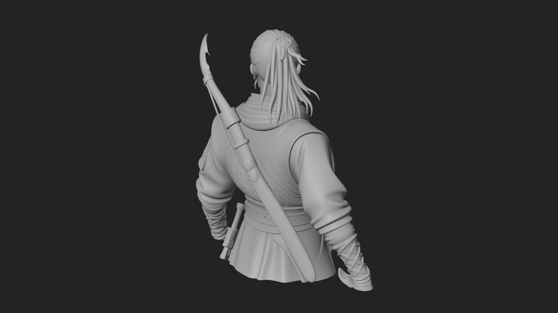 Coat Wearing Swordsman Bust Design 4 3D Print Model 3D Model