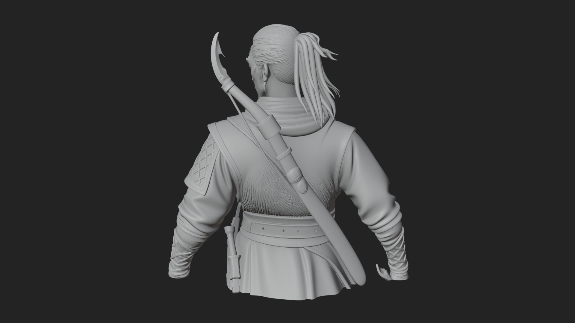 Coat Wearing Swordsman Bust Design 4 3D Print Model 3D Model