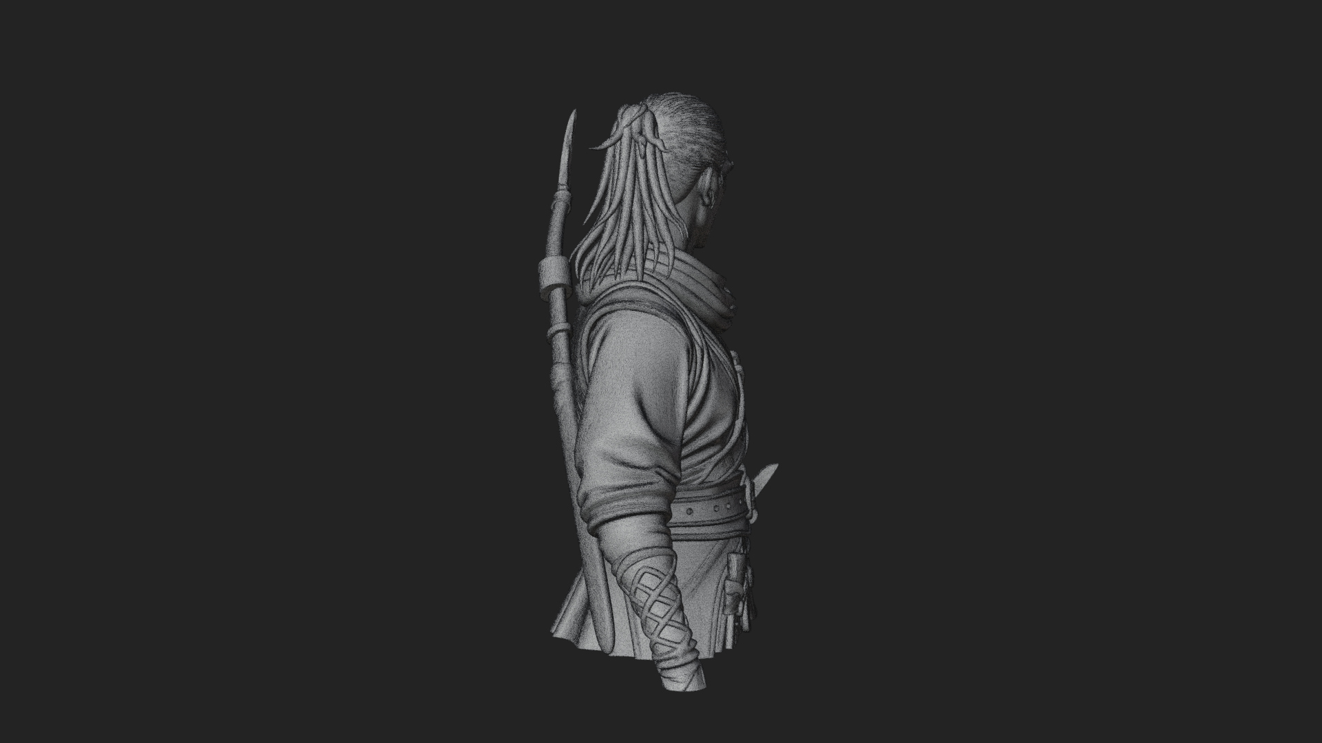 Coat Wearing Swordsman Bust Design 4 3D Print Model 3D Model
