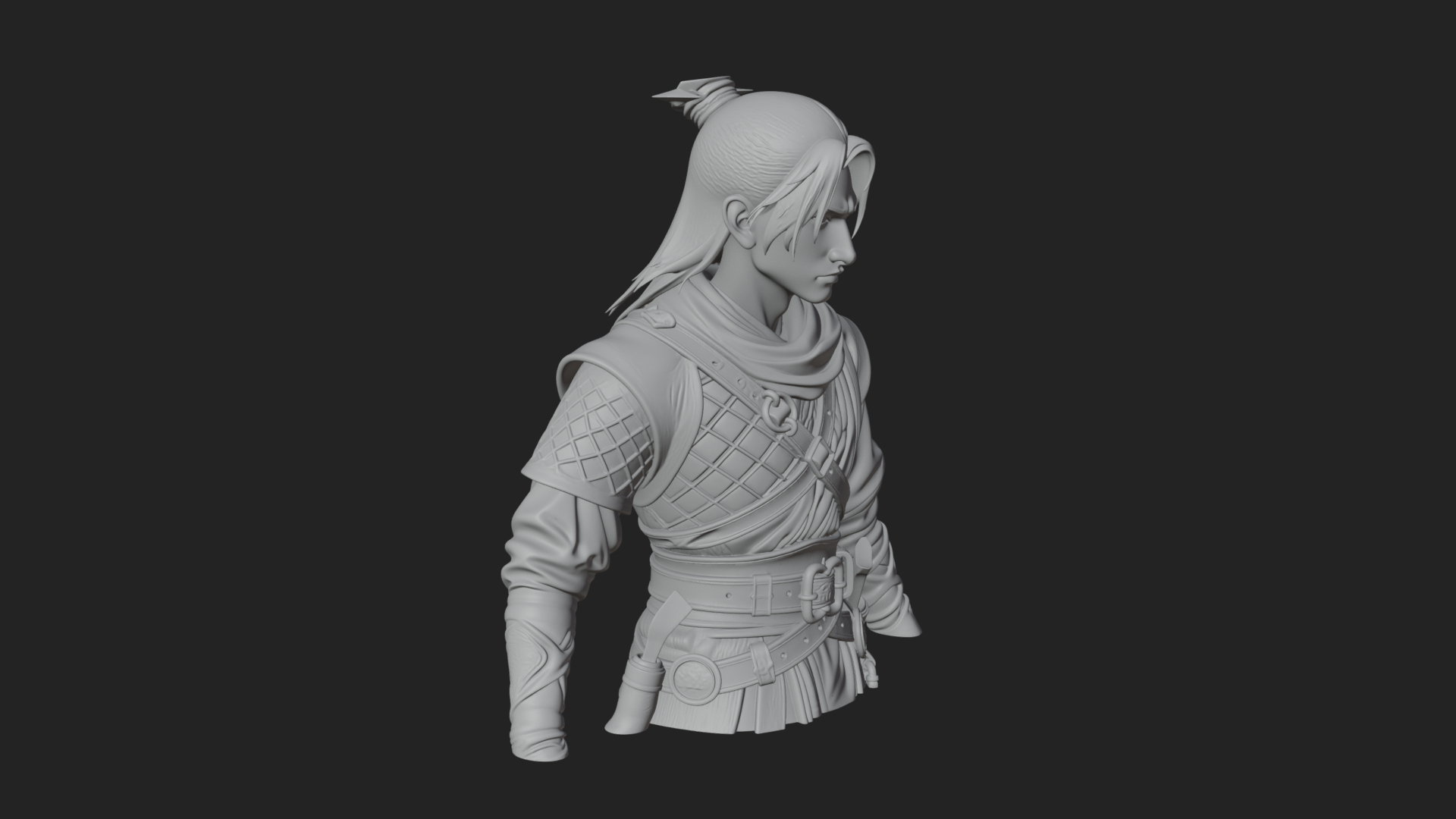 Coat Wearing Swordsman Bust Design 5 3D Print Model 3D Model