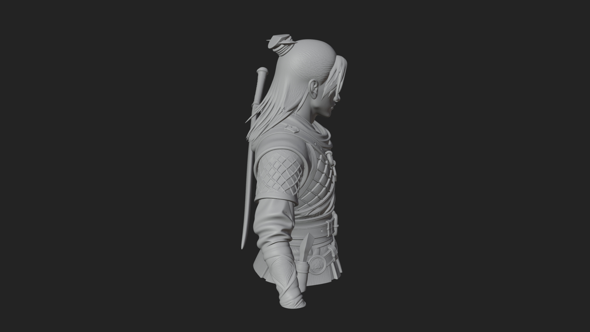 Coat Wearing Swordsman Bust Design 5 3D Print Model 3D Model