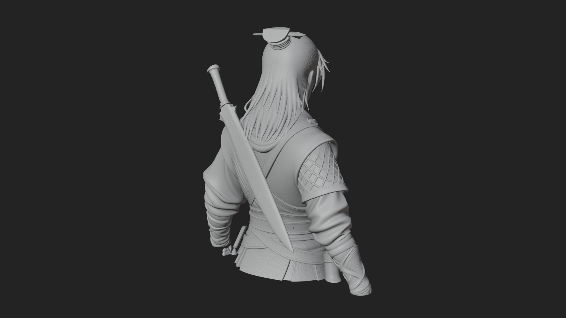 Coat Wearing Swordsman Bust Design 5 3D Print Model 3D Model