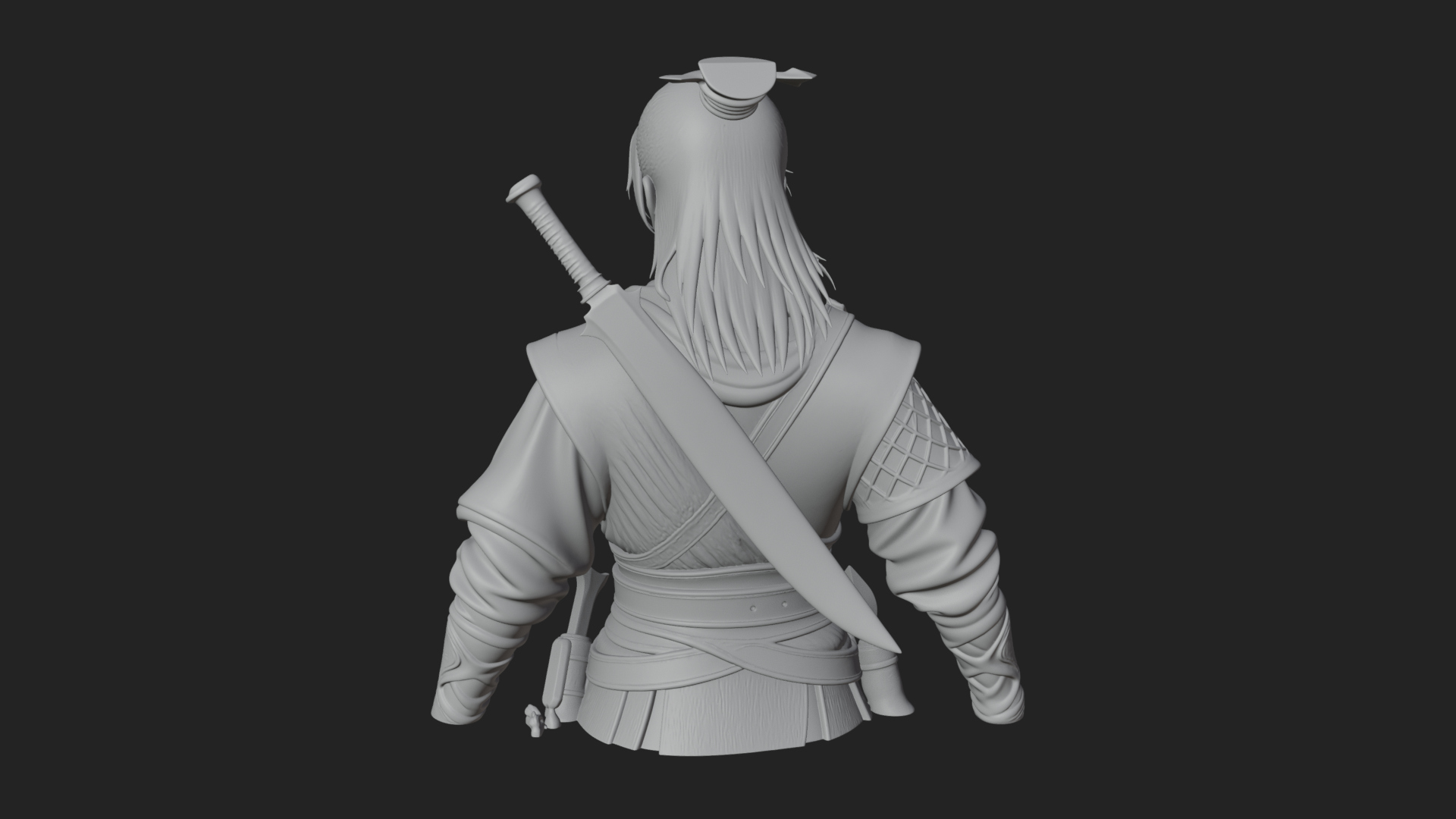 Coat Wearing Swordsman Bust Design 5 3D Print Model 3D Model