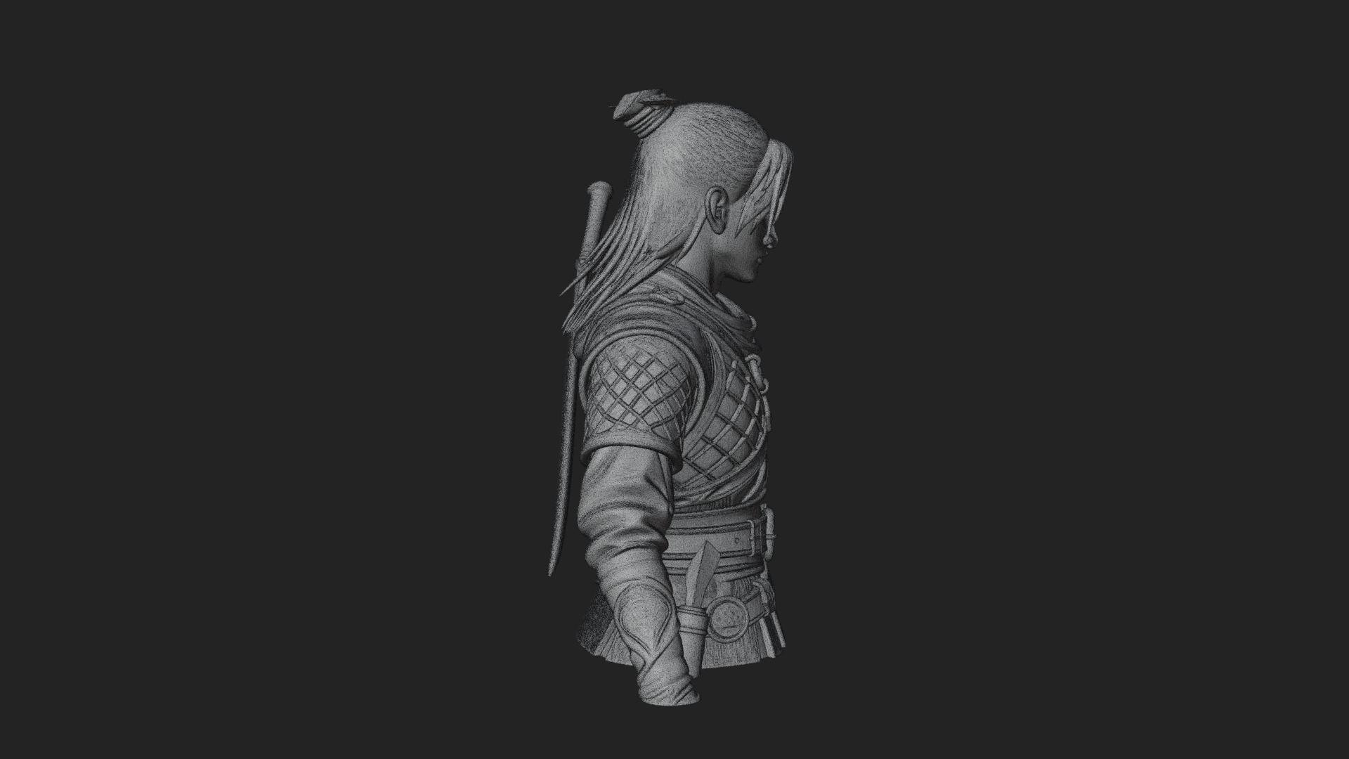Coat Wearing Swordsman Bust Design 5 3D Print Model 3D Model