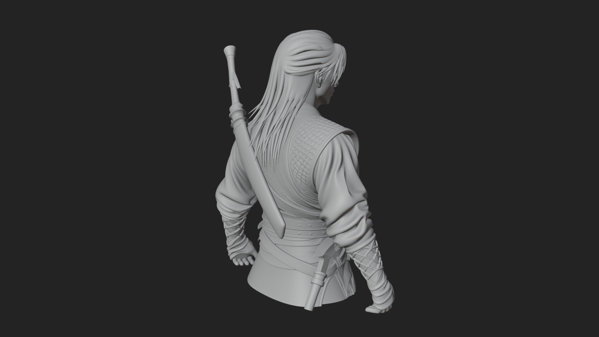Coat Wearing Swordsman Bust Design 6 3D Print Model 3D Model