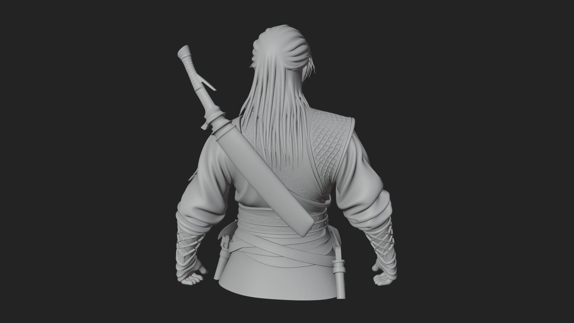 Coat Wearing Swordsman Bust Design 6 3D Print Model 3D Model