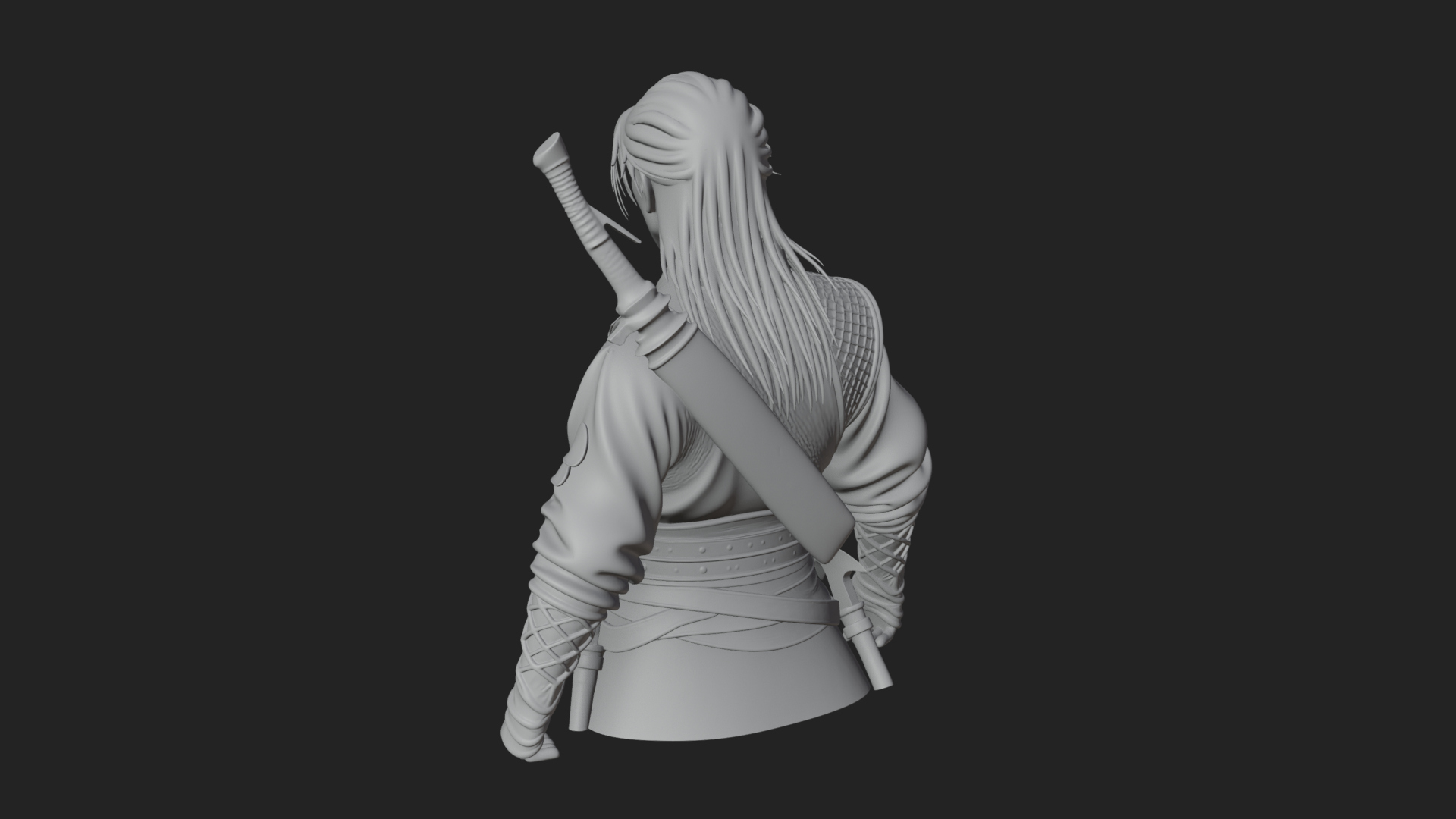 Coat Wearing Swordsman Bust Design 6 3D Print Model 3D Model