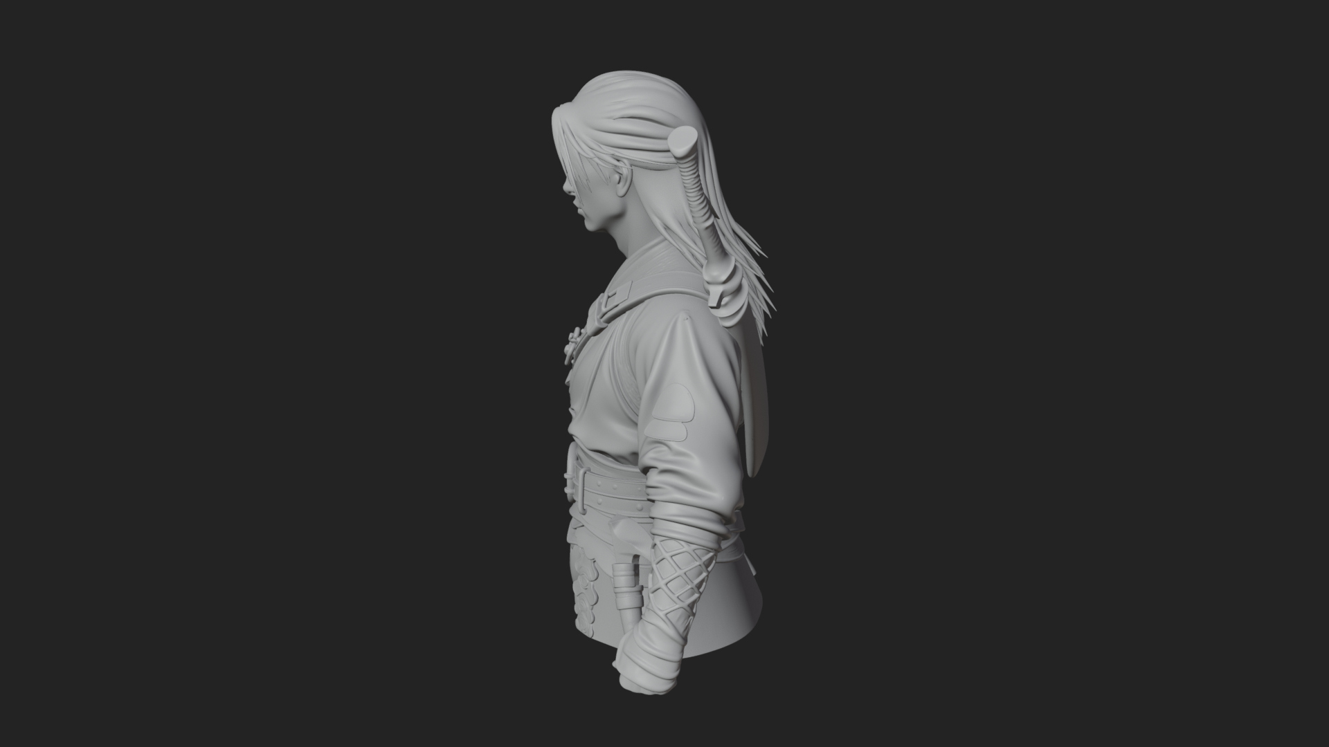 Coat Wearing Swordsman Bust Design 6 3D Print Model 3D Model