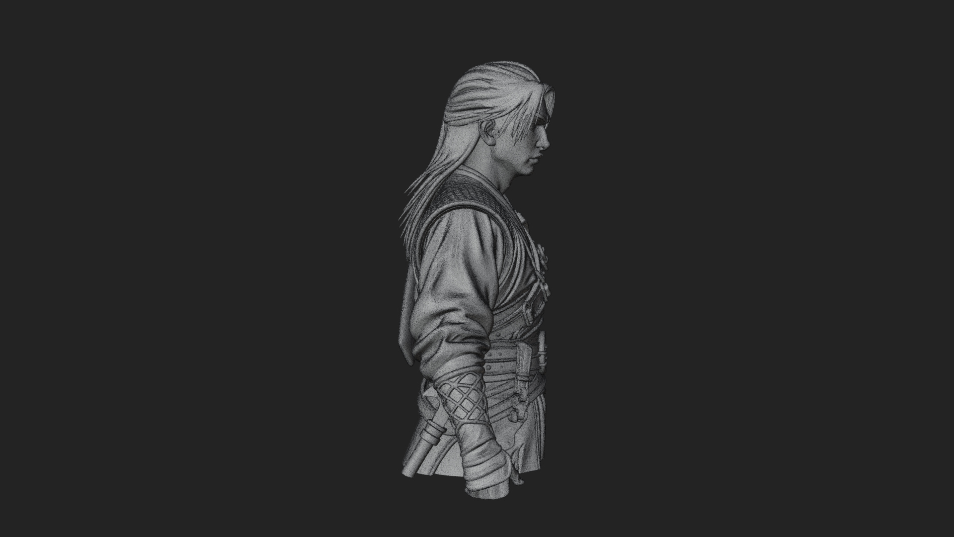 Coat Wearing Swordsman Bust Design 6 3D Print Model 3D Model