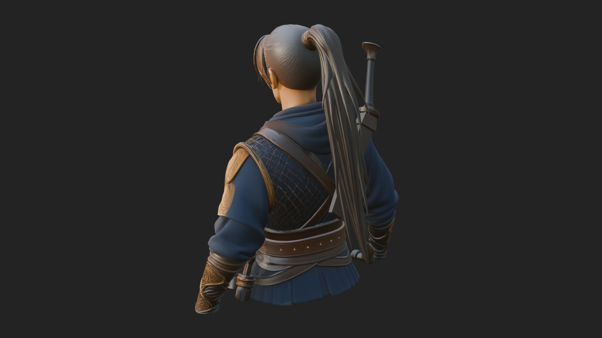 Coat Wearing Swordsman Bust Design 7 3D Print Model 3D Model