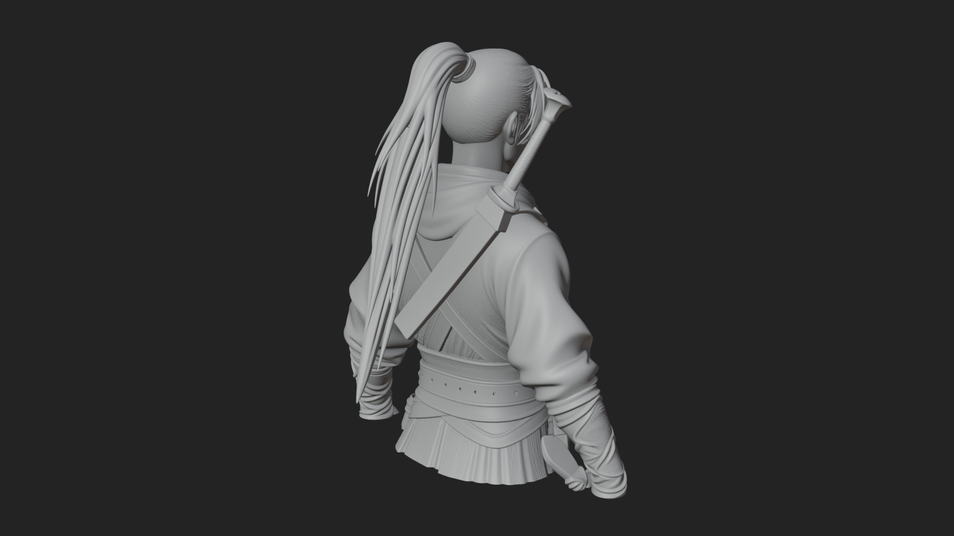 Coat Wearing Swordsman Bust Design 7 3D Print Model 3D Model