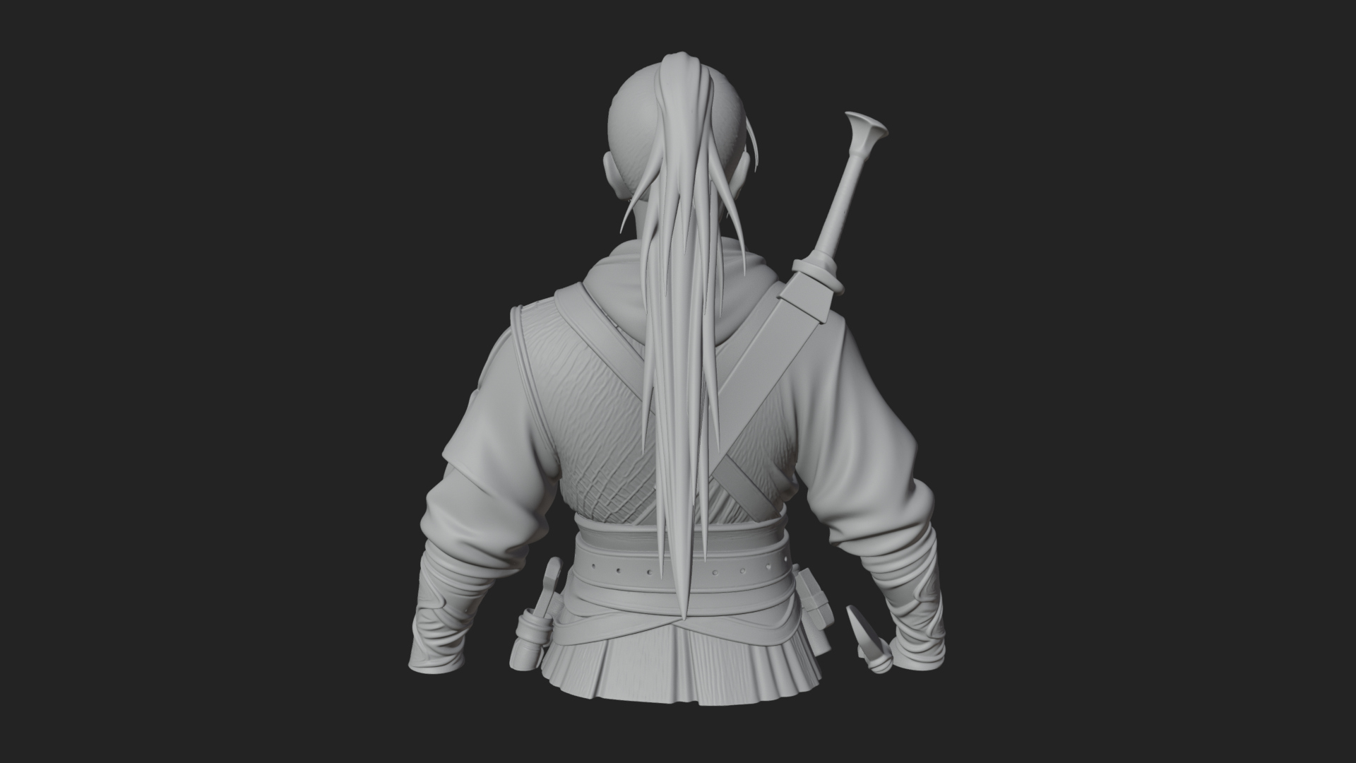 Coat Wearing Swordsman Bust Design 7 3D Print Model 3D Model