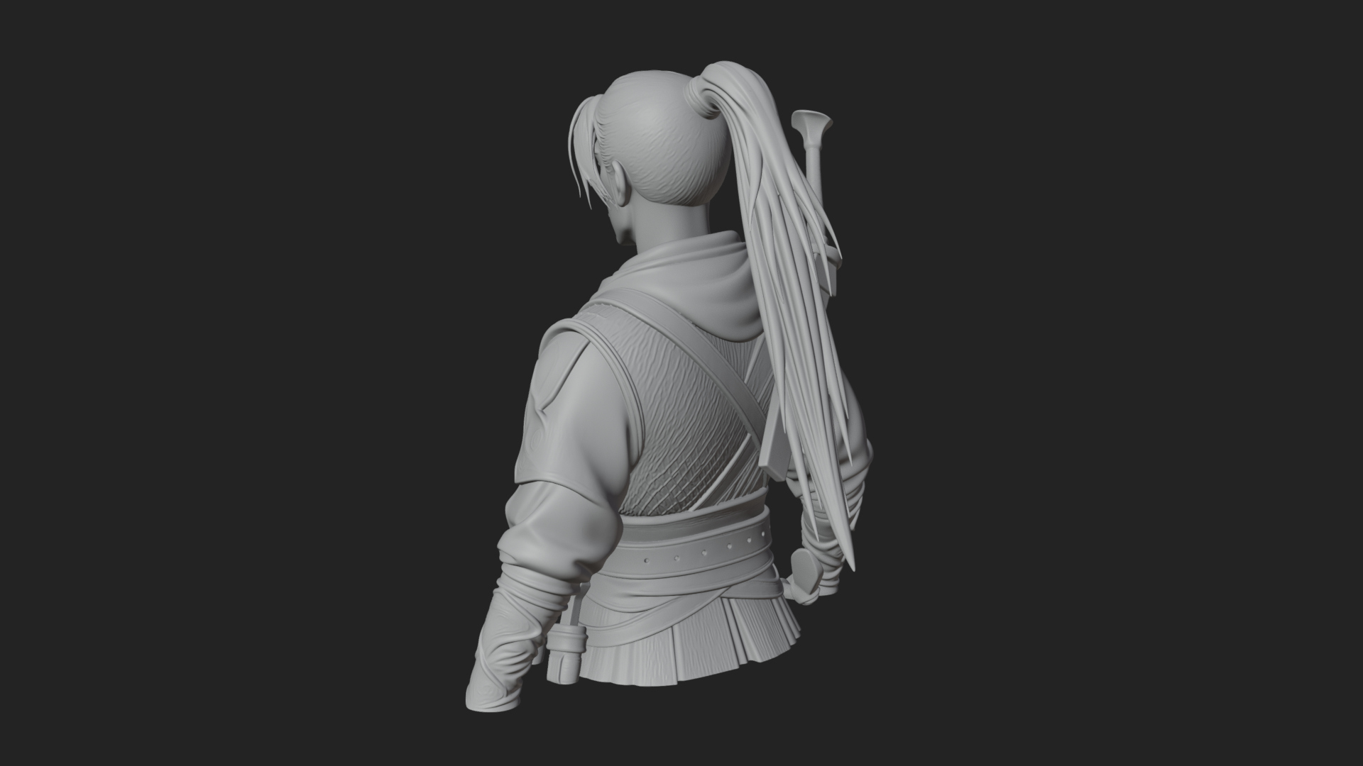 Coat Wearing Swordsman Bust Design 7 3D Print Model 3D Model