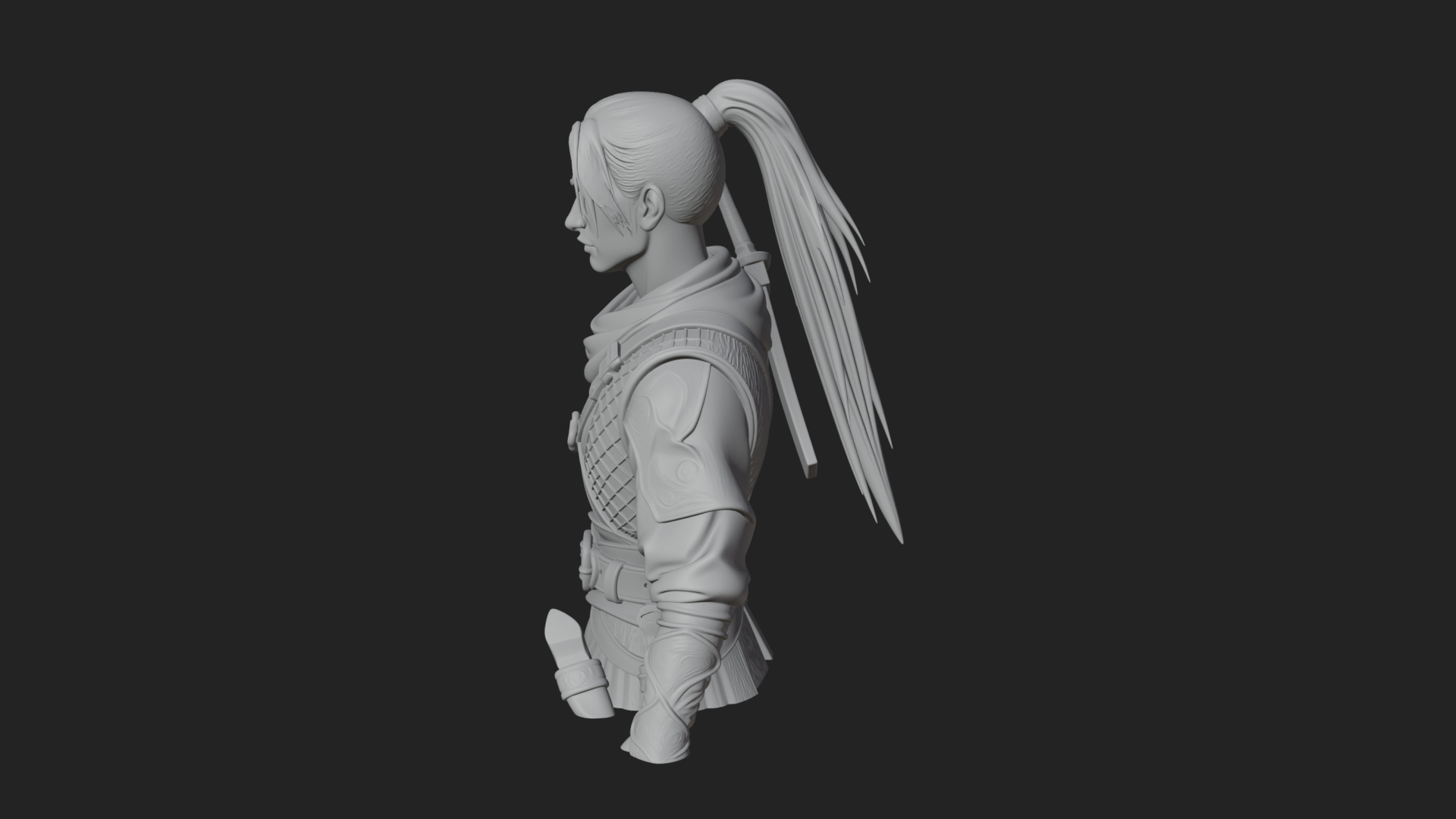 Coat Wearing Swordsman Bust Design 7 3D Print Model 3D Model