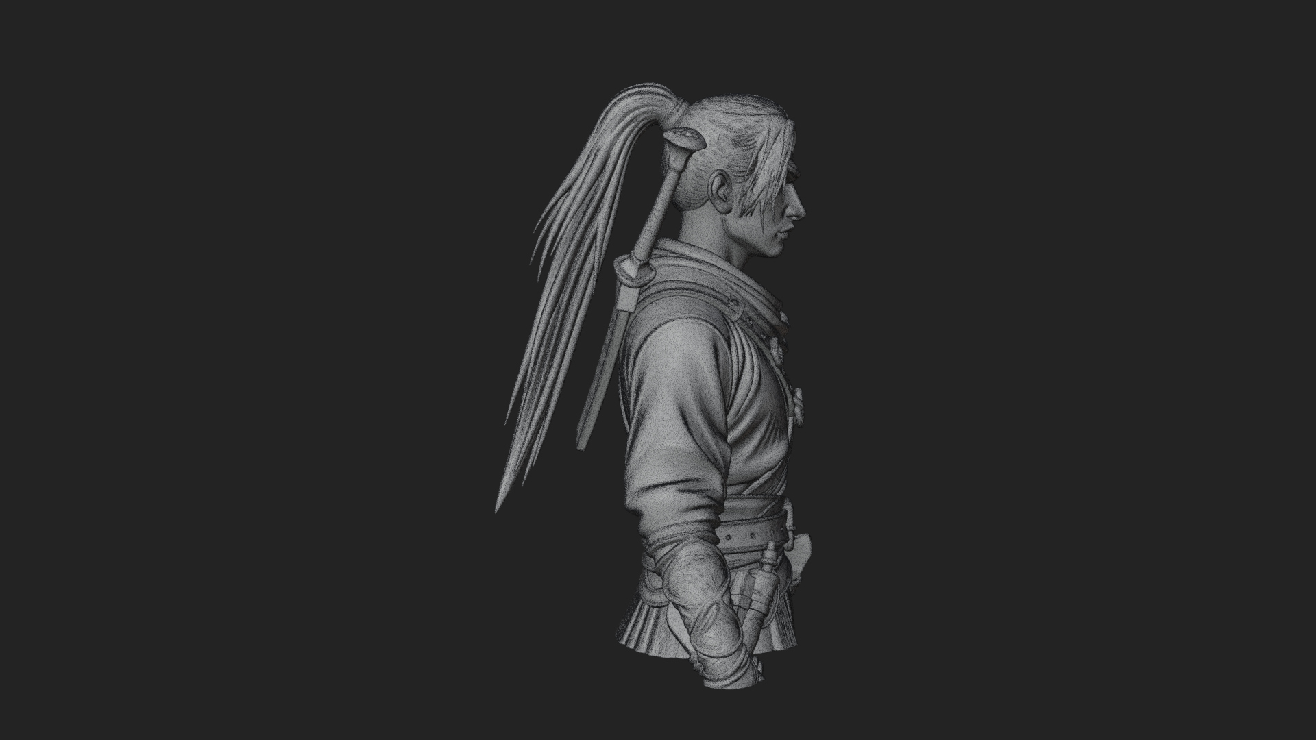 Coat Wearing Swordsman Bust Design 7 3D Print Model 3D Model