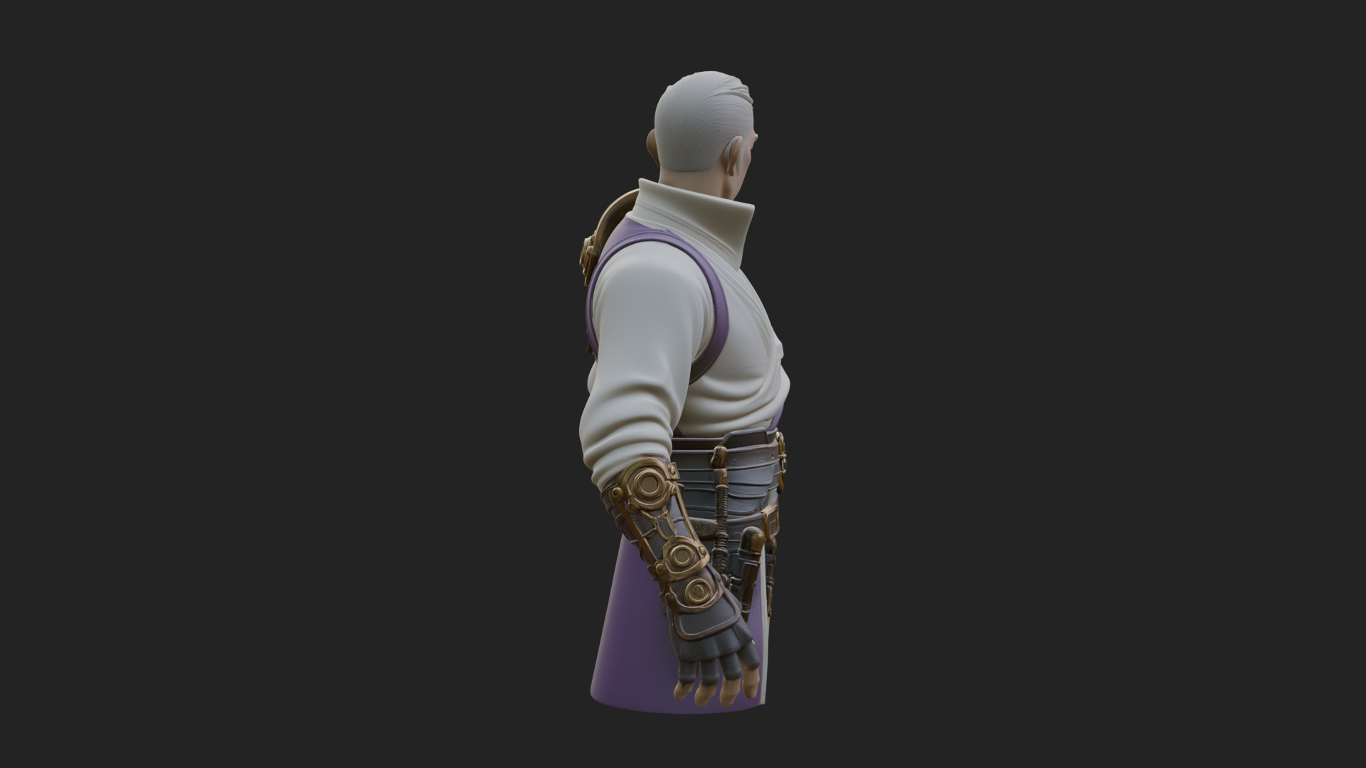 Coat Wearing Swordsman Bust Design 8 3D Print Model 3D Model