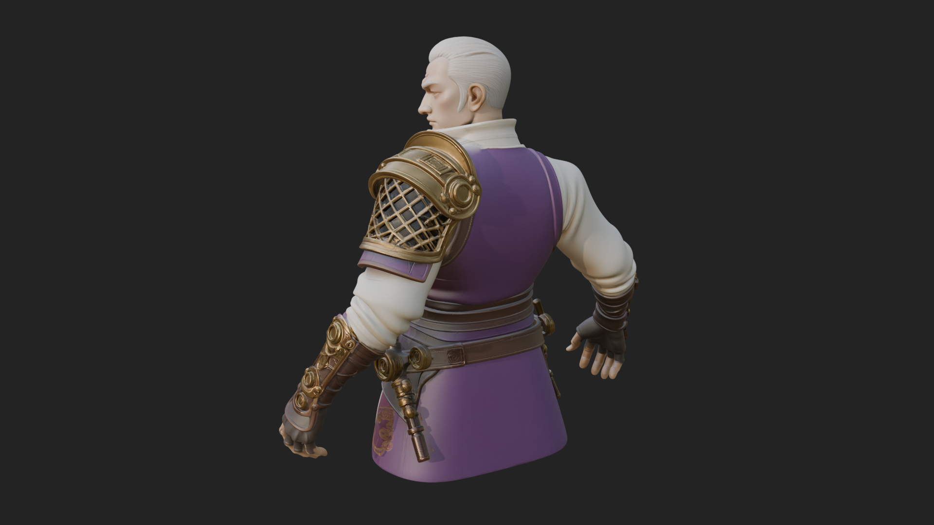 Coat Wearing Swordsman Bust Design 8 3D Print Model 3D Model