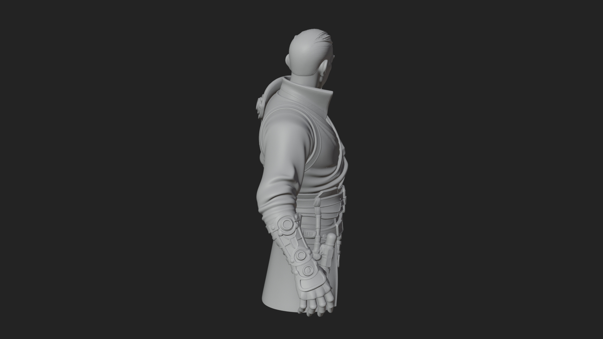 Coat Wearing Swordsman Bust Design 8 3D Print Model 3D Model