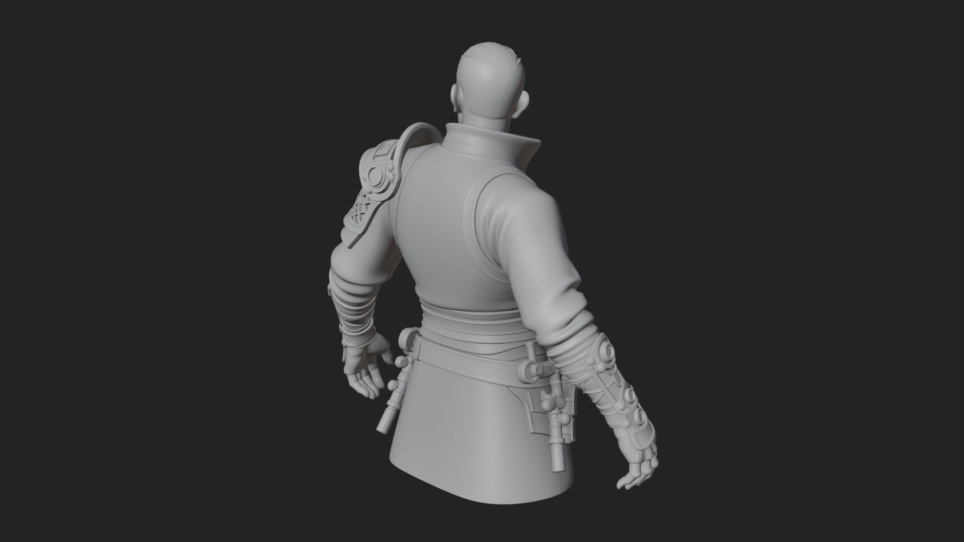 Coat Wearing Swordsman Bust Design 8 3D Print Model 3D Model