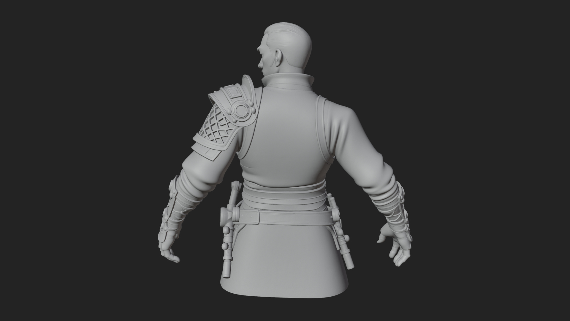 Coat Wearing Swordsman Bust Design 8 3D Print Model 3D Model