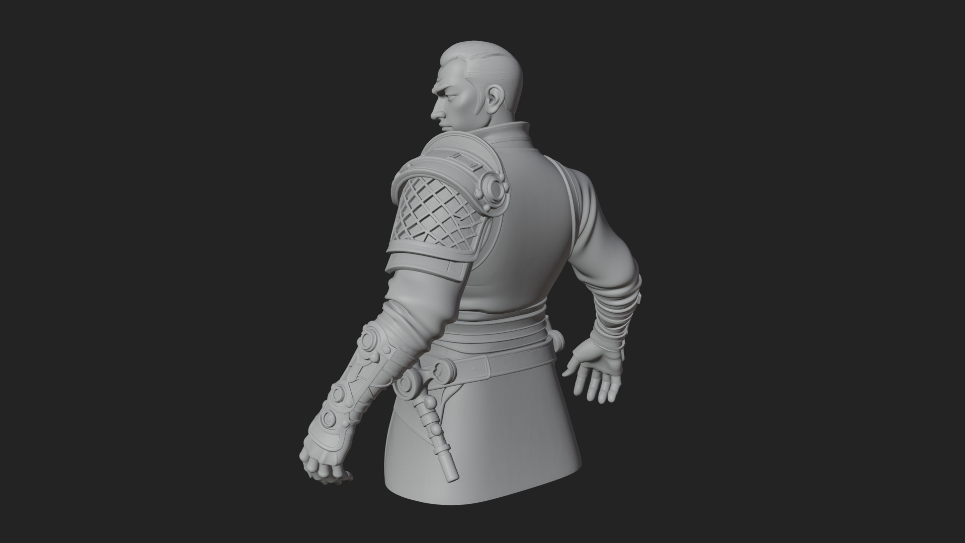 Coat Wearing Swordsman Bust Design 8 3D Print Model 3D Model