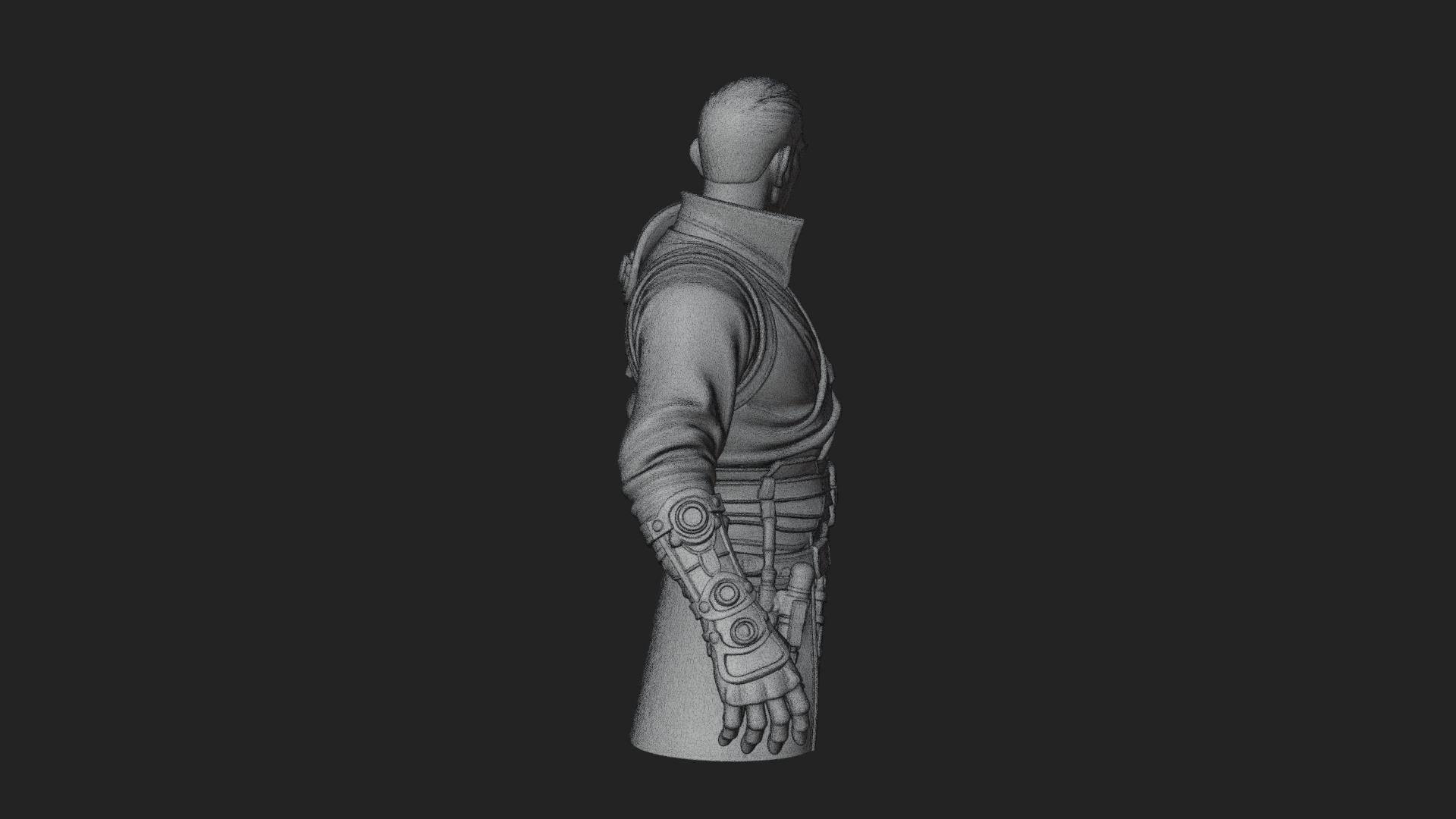 Coat Wearing Swordsman Bust Design 8 3D Print Model 3D Model