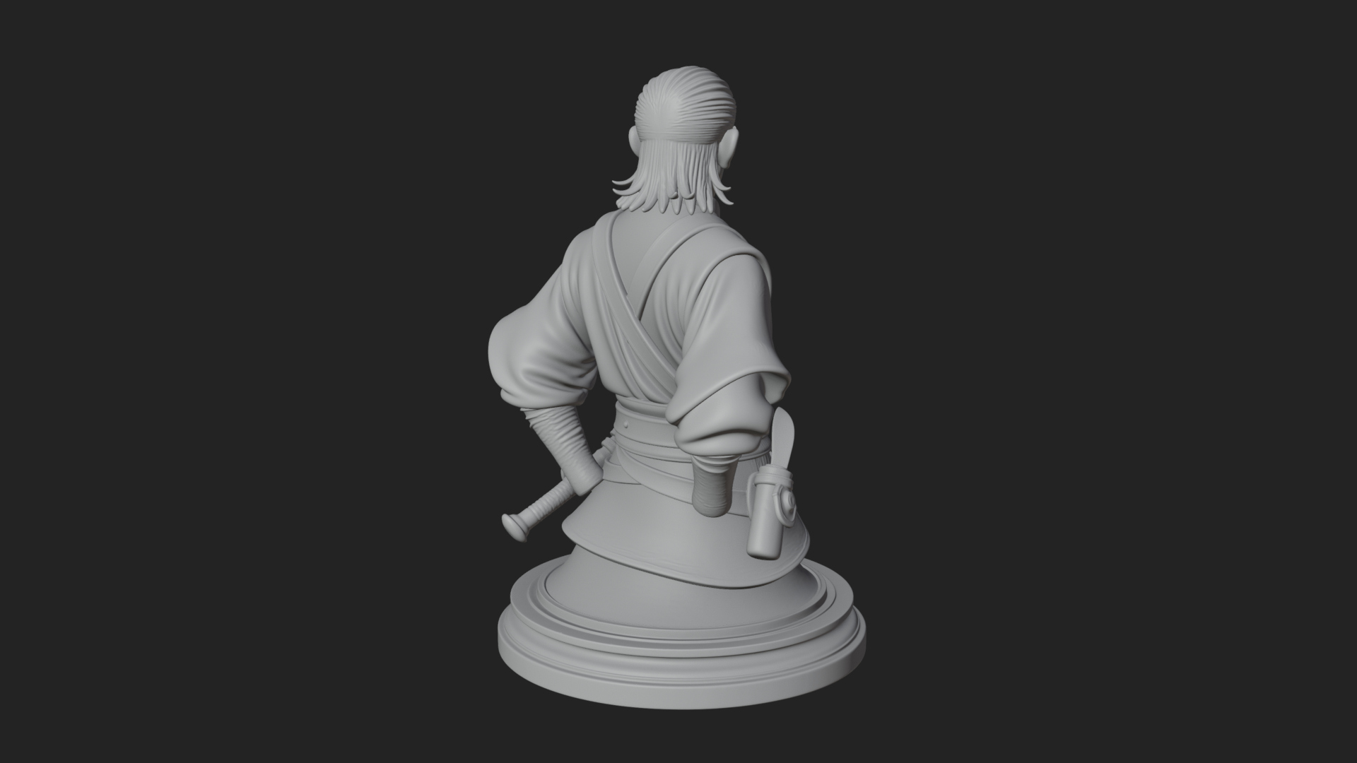 Coat Wearing Swordsman Bust Design 9 3D Print Model 3D Model