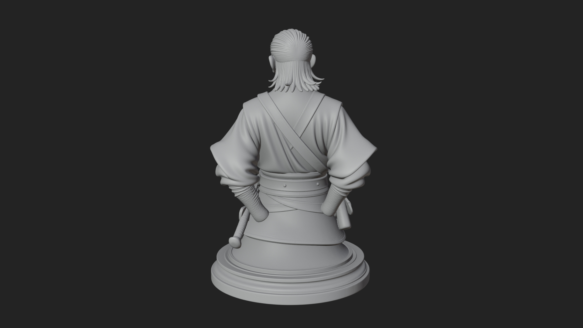 Coat Wearing Swordsman Bust Design 9 3D Print Model 3D Model