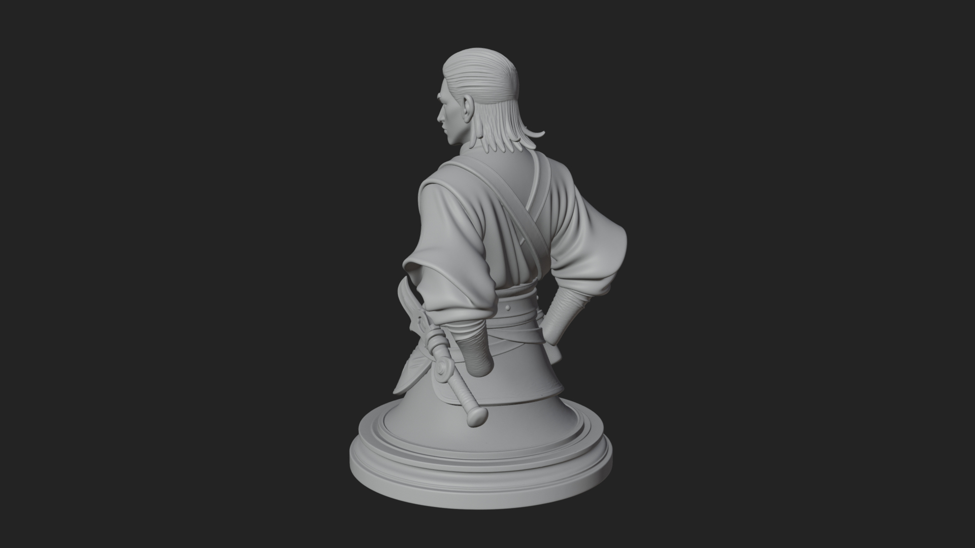 Coat Wearing Swordsman Bust Design 9 3D Print Model 3D Model