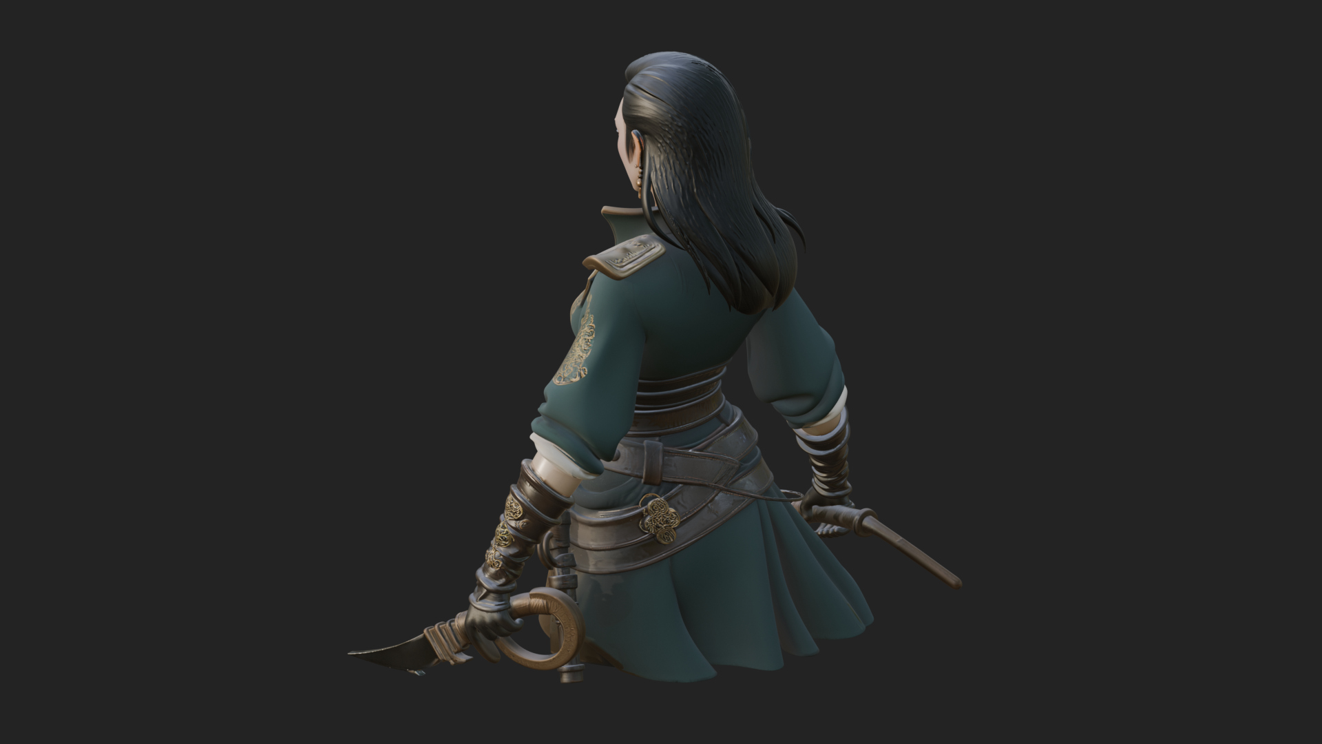 Coated Dagger Woman Bust Design 1 3D Print Model 3D Model