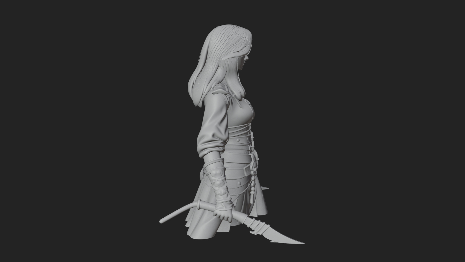 Coated Dagger Woman Bust Design 1 3D Print Model 3D Model