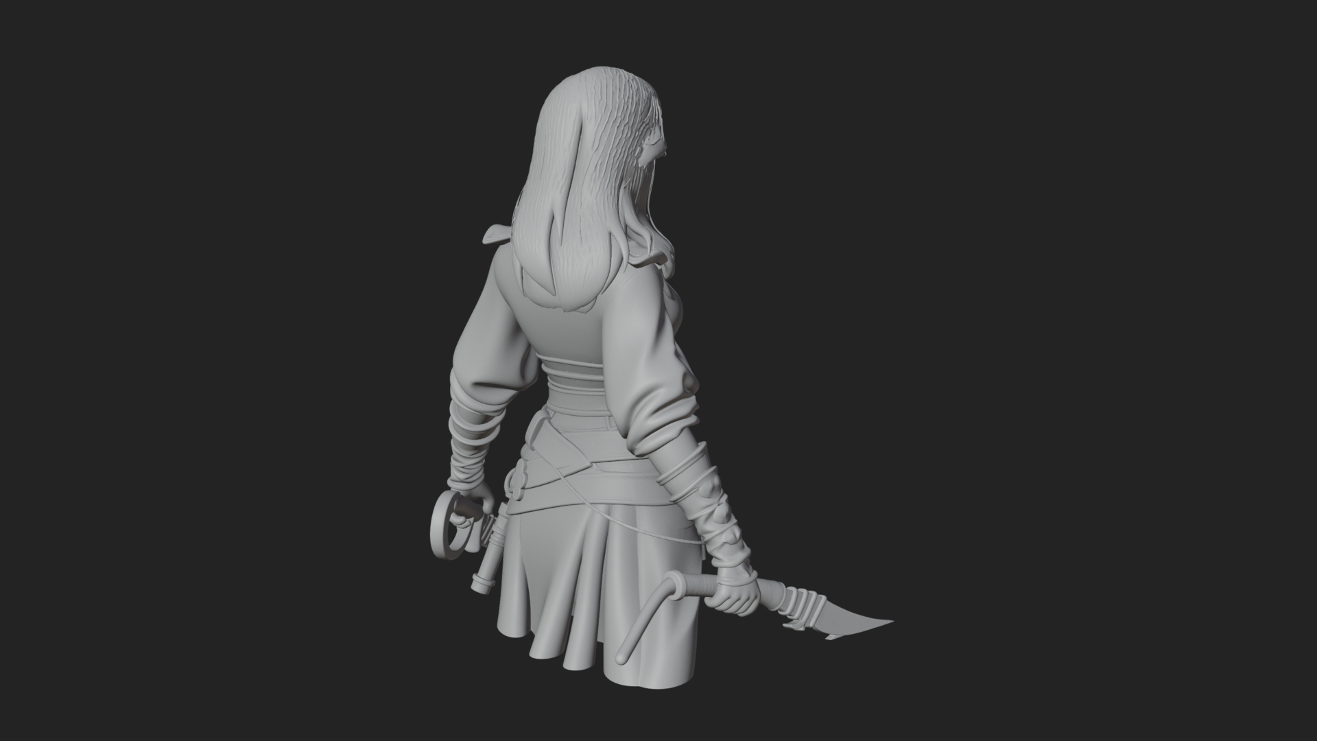 Coated Dagger Woman Bust Design 1 3D Print Model 3D Model