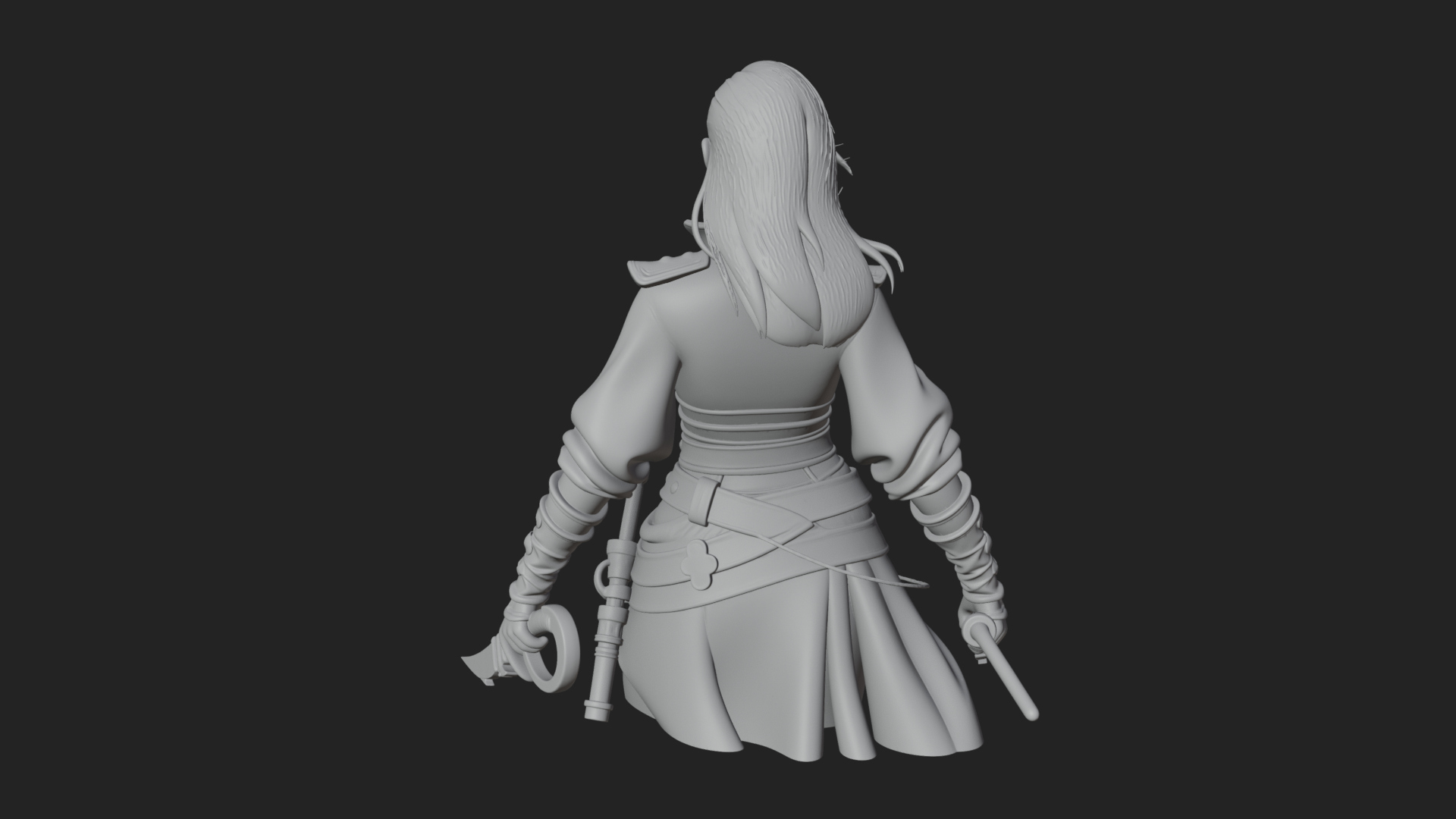 Coated Dagger Woman Bust Design 1 3D Print Model 3D Model