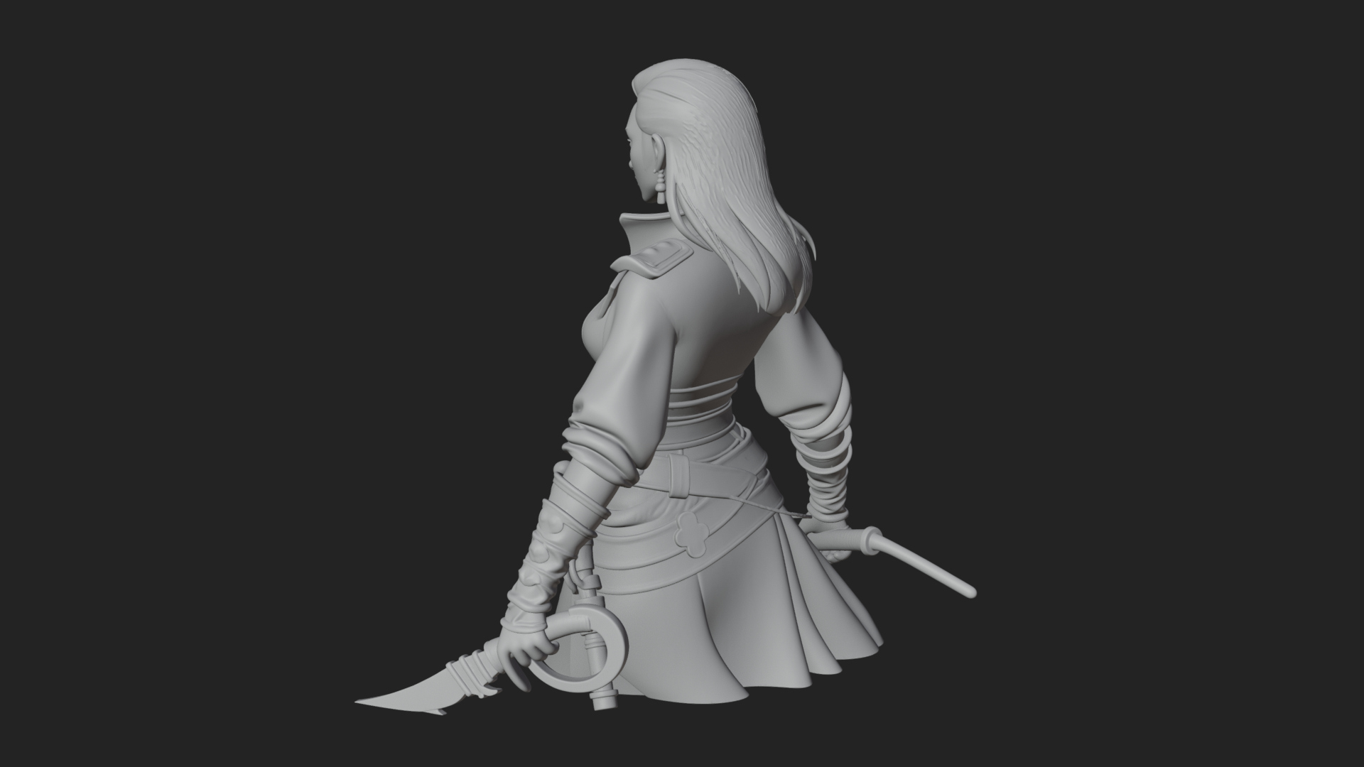 Coated Dagger Woman Bust Design 1 3D Print Model 3D Model
