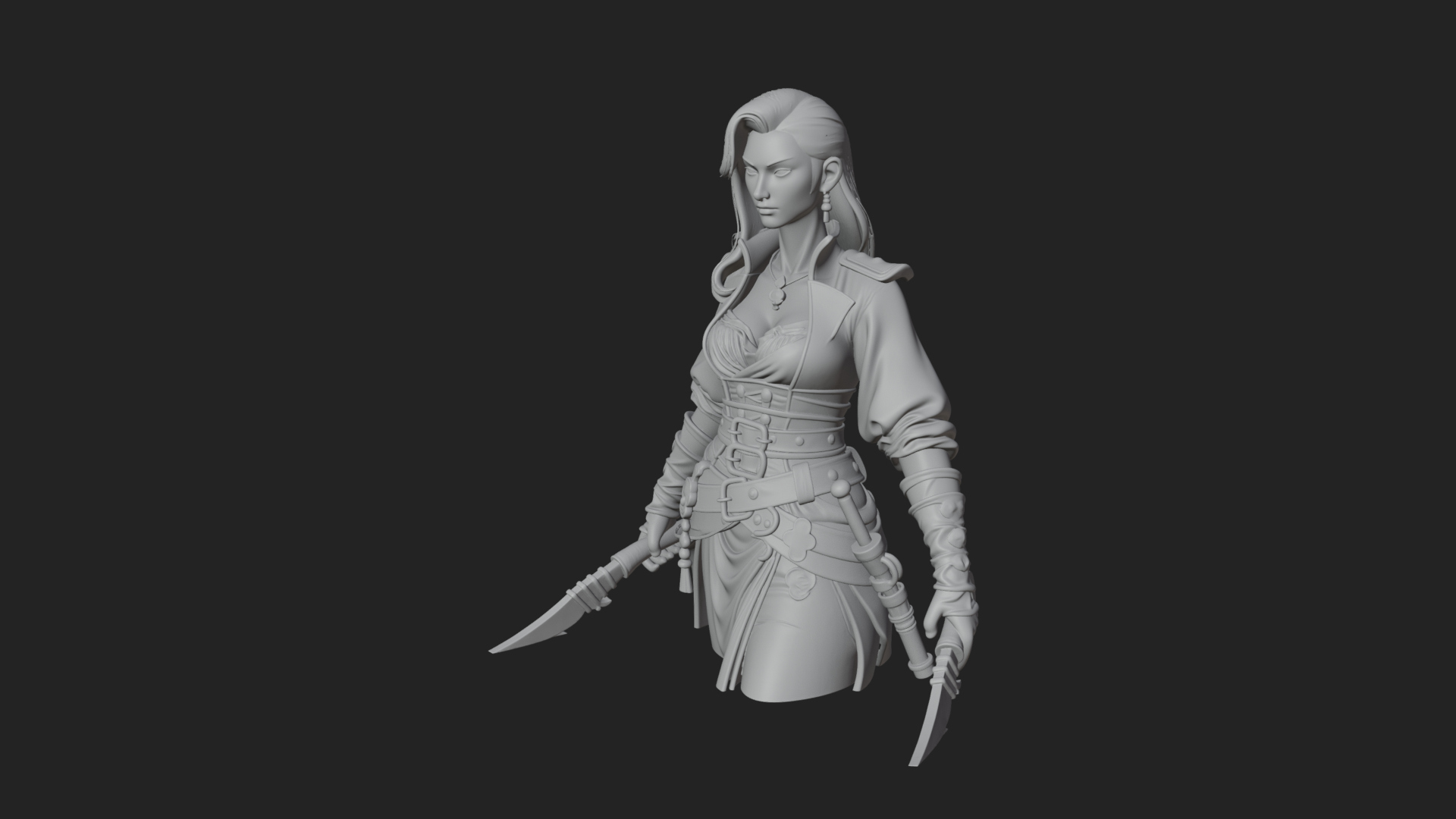 Coated Dagger Woman Bust Design 1 3D Print Model 3D Model