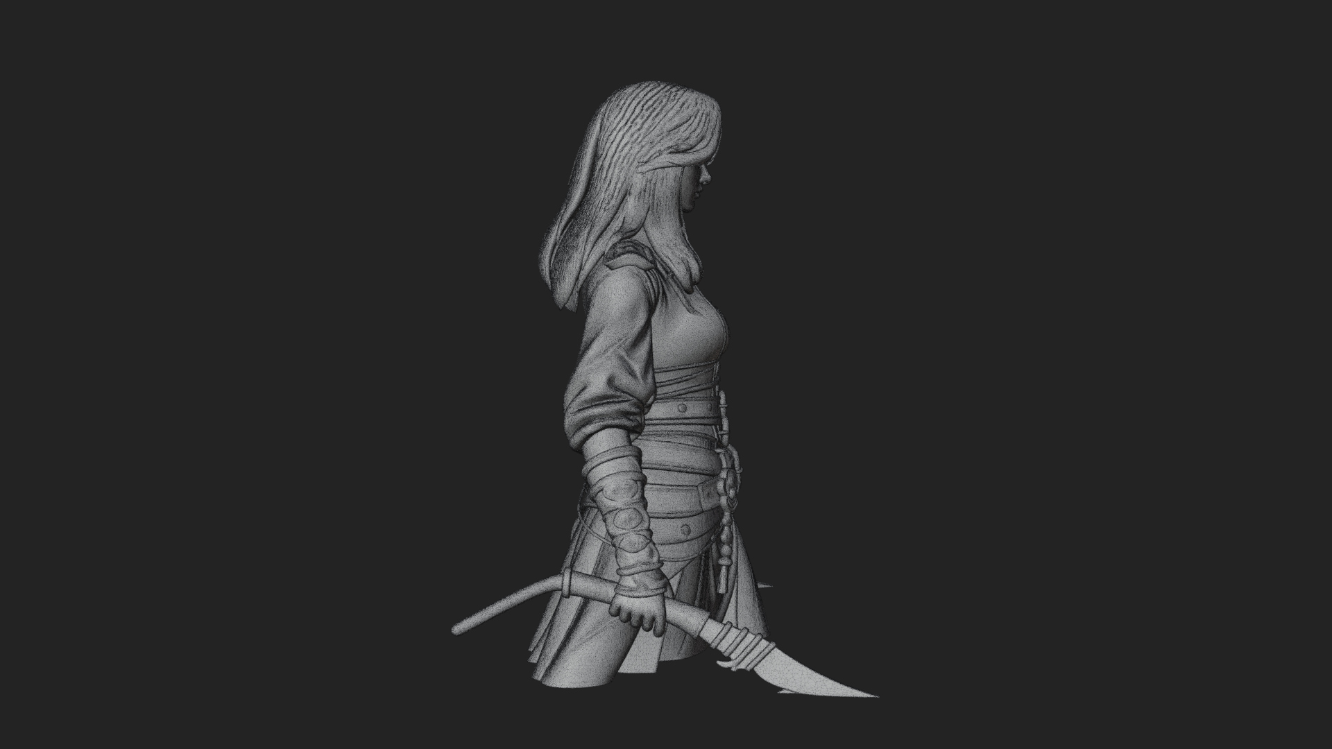 Coated Dagger Woman Bust Design 1 3D Print Model 3D Model