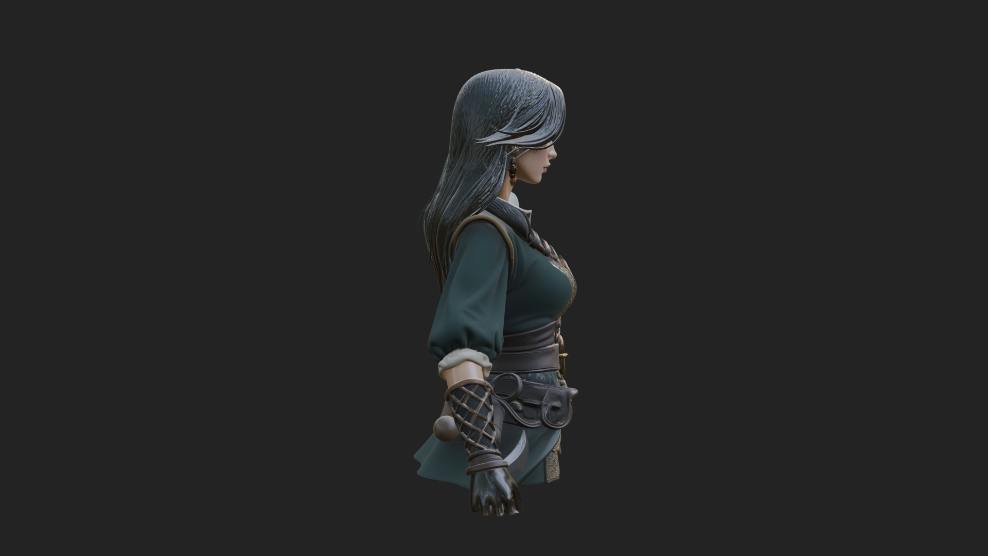 Coated Dagger Woman Bust Design 2 3D Print Model 3D Model